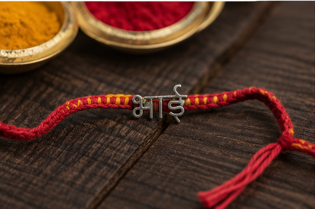 925 Silver Hindi Bhai Rakhi — 4101