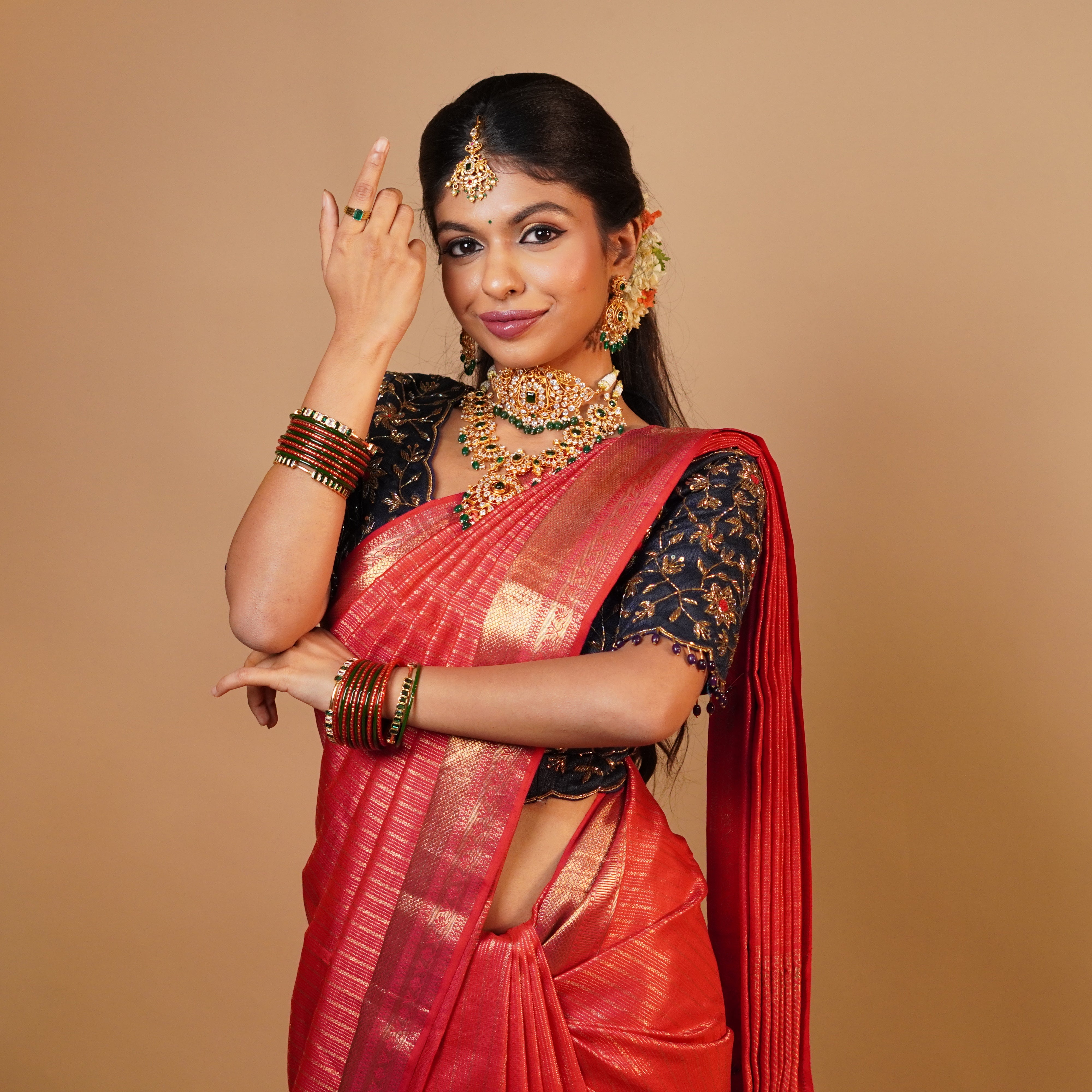 925 Silver Gold Plated Bridal Full Set - 1110