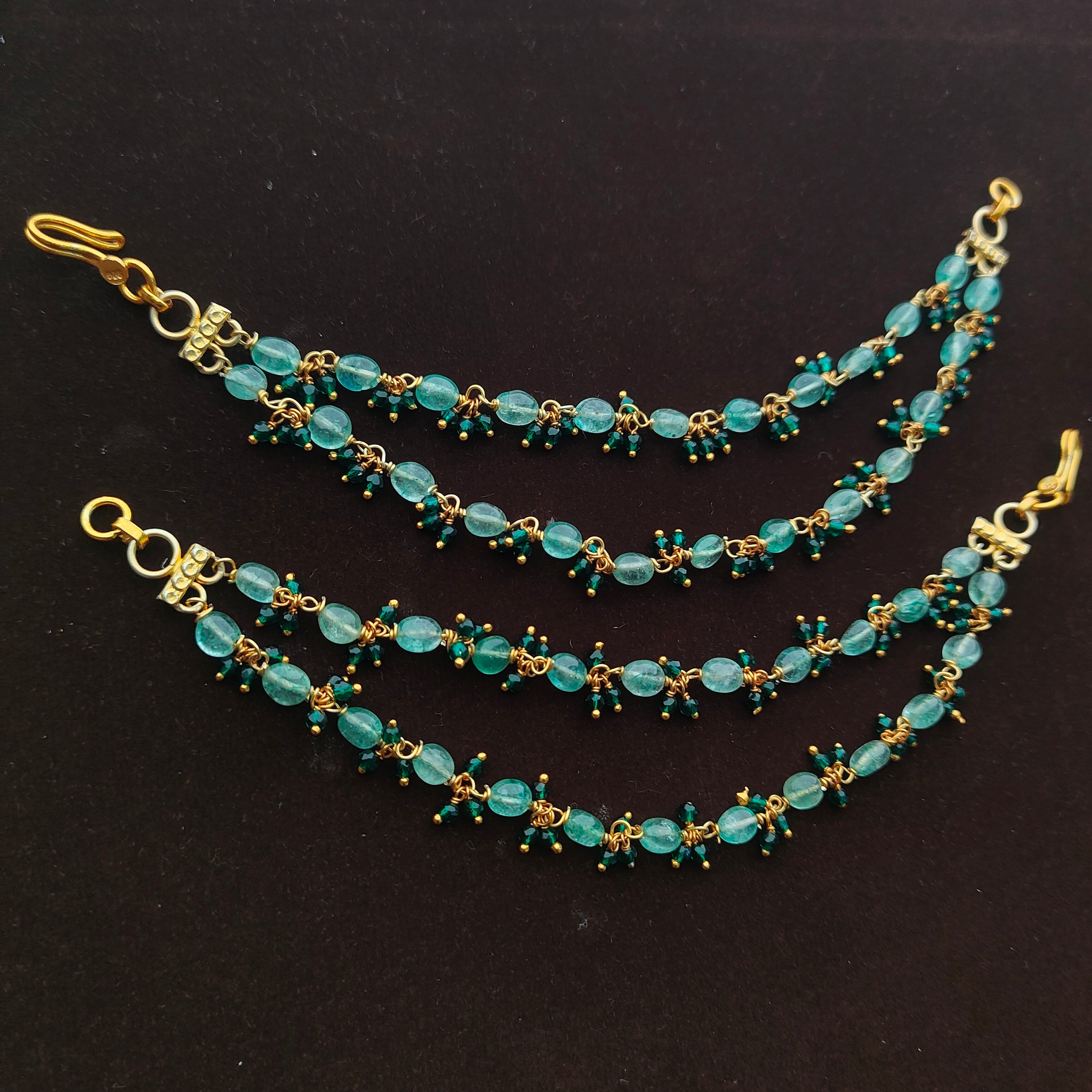Devi 2 line Silver Earchain - 0067 - BCOS Its Silver