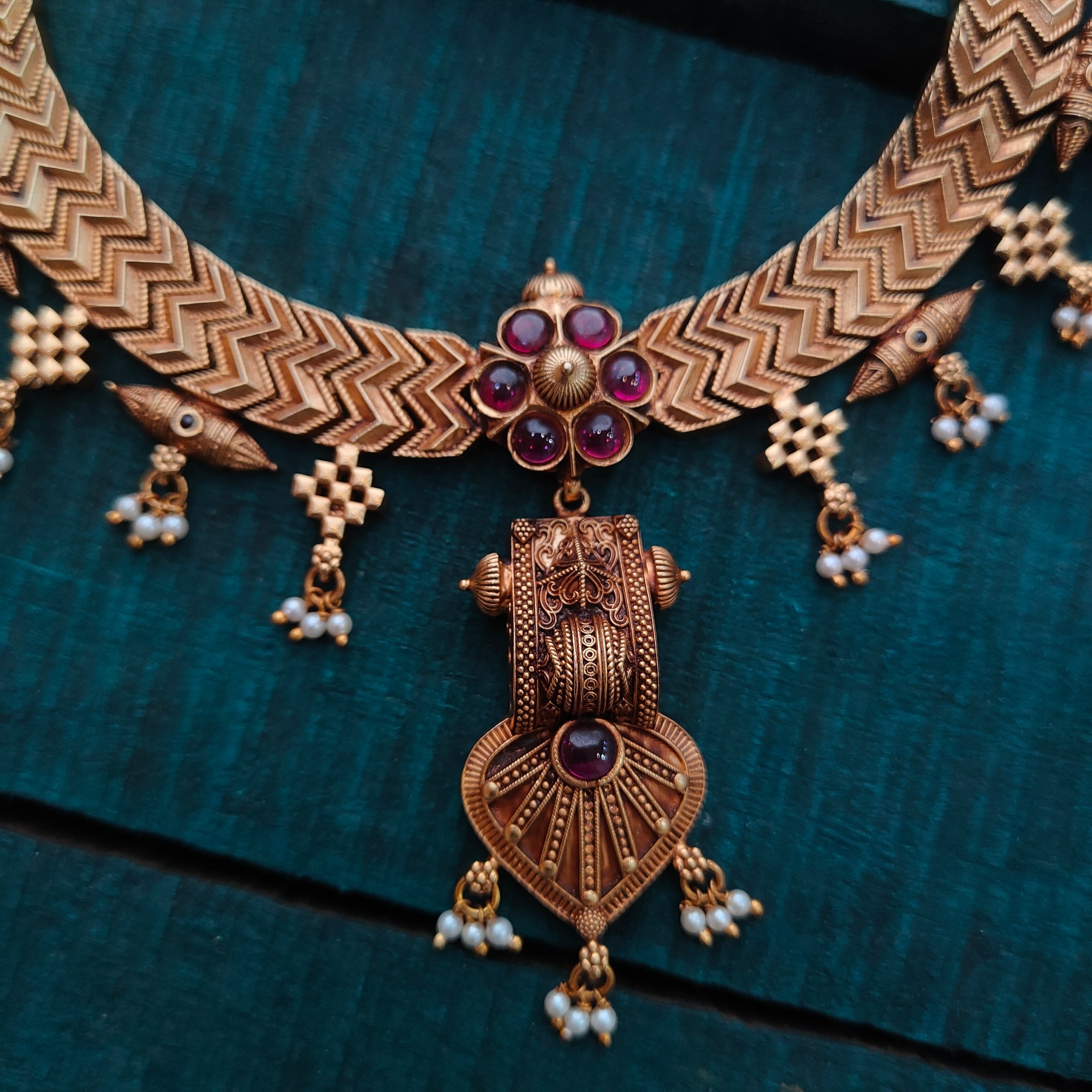 925 Silver Gold Plated Temple Necklace -1443 (made to order )