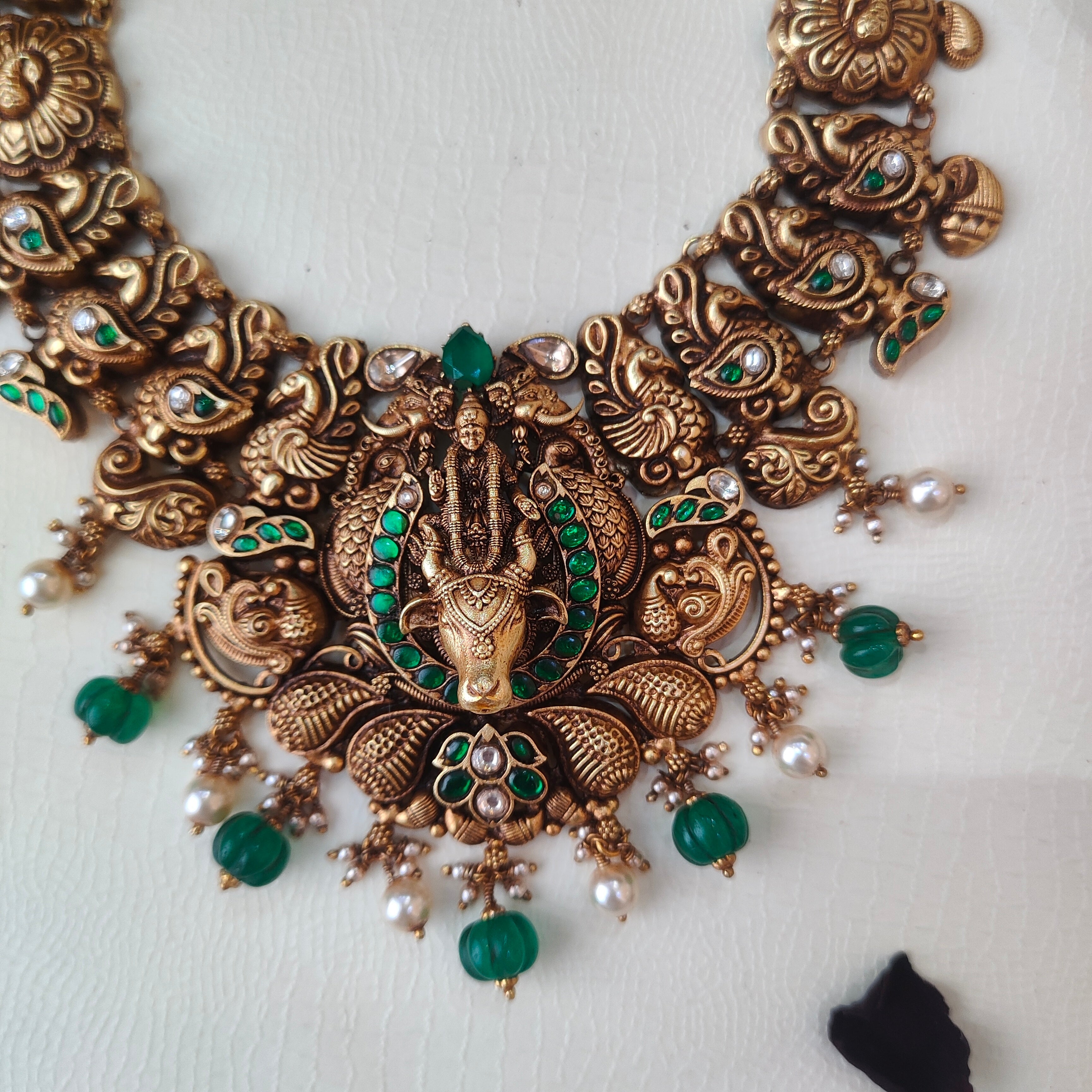 Kamadhenu Silver Kundan Nakshi Necklace - 0031 - BCOS Its Silver