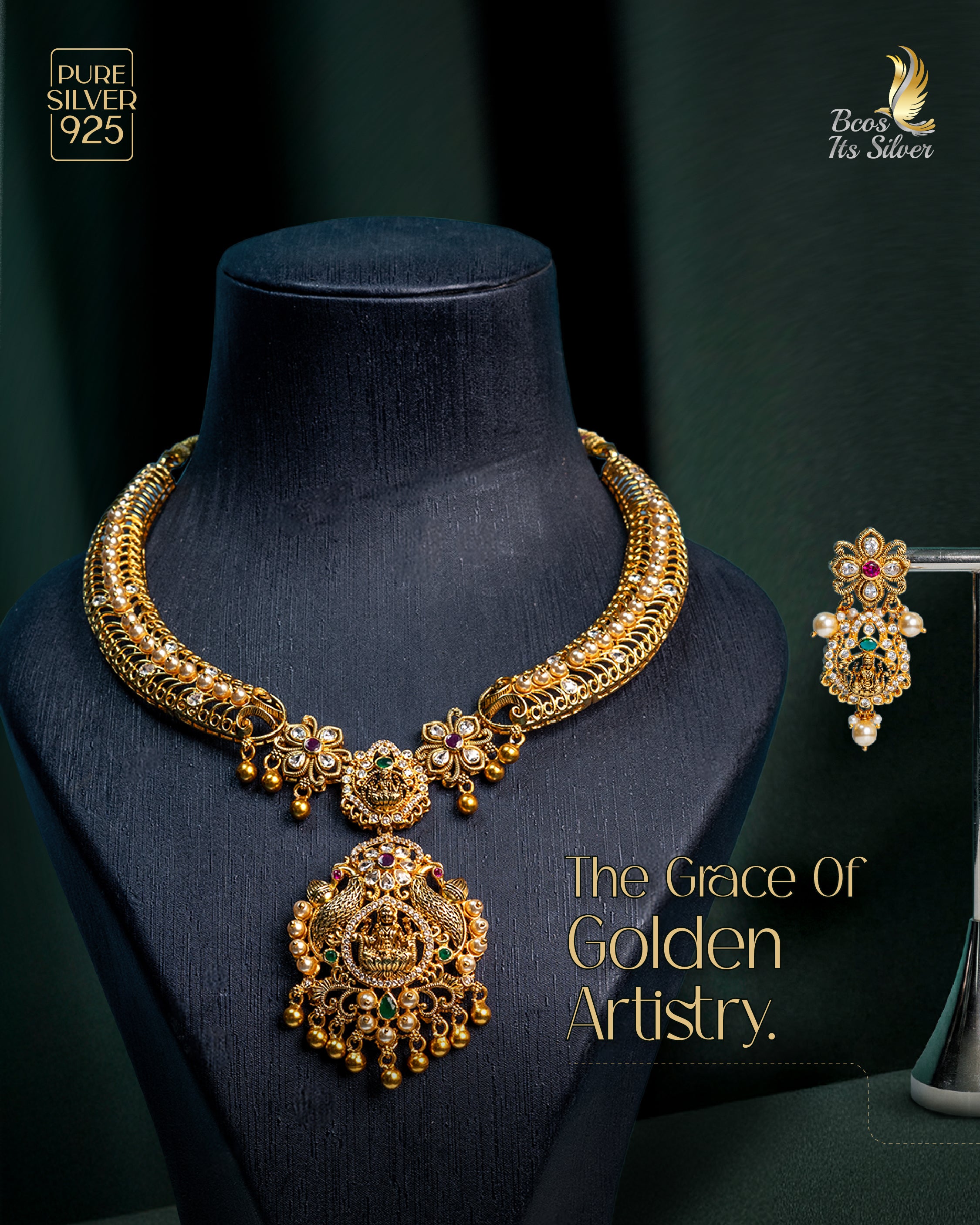 925 Silver Nakshi Kante Necklace set-1314