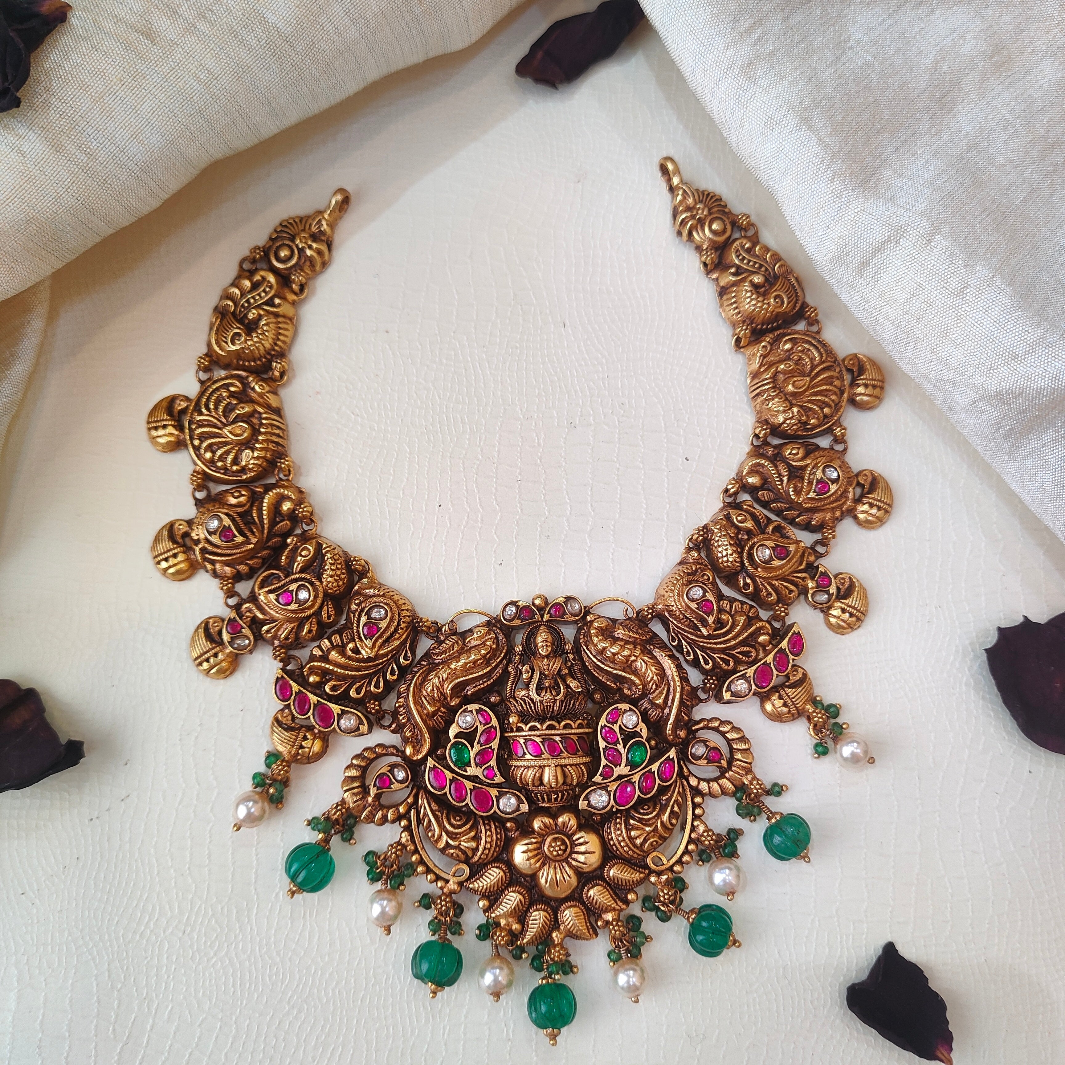 Kanya Silver Kundan Nakshi Necklace - 0029 - BCOS Its Silver