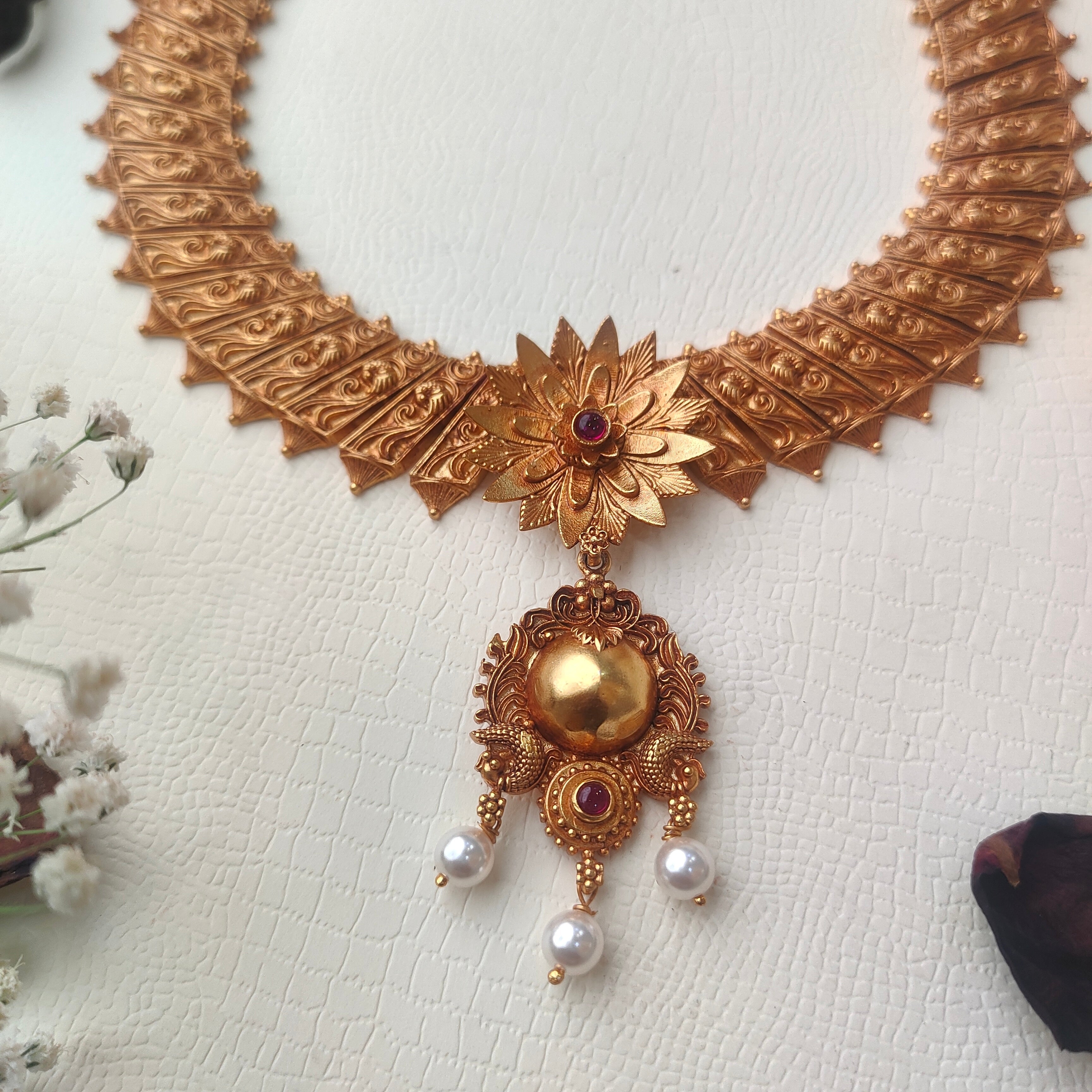 Kerala style Fusion 925 Silver Necklacce set - 0011 - BCOS Its Silver