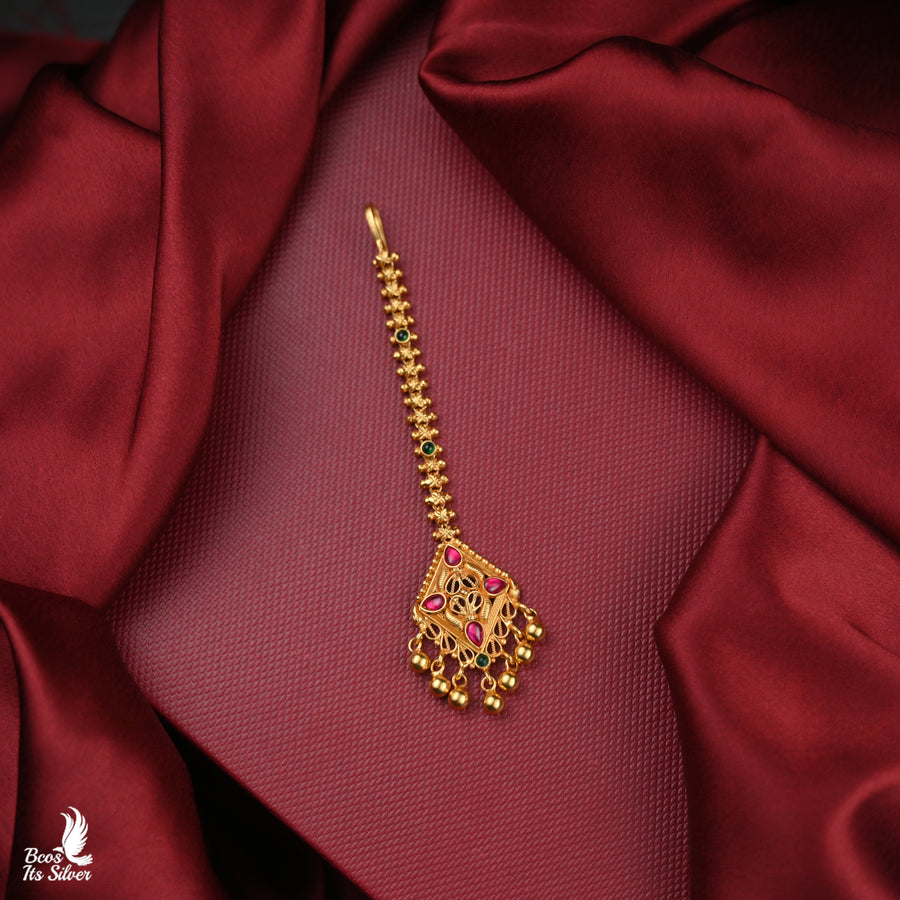 925 Silver Kundan Maang Tikka — 5099
