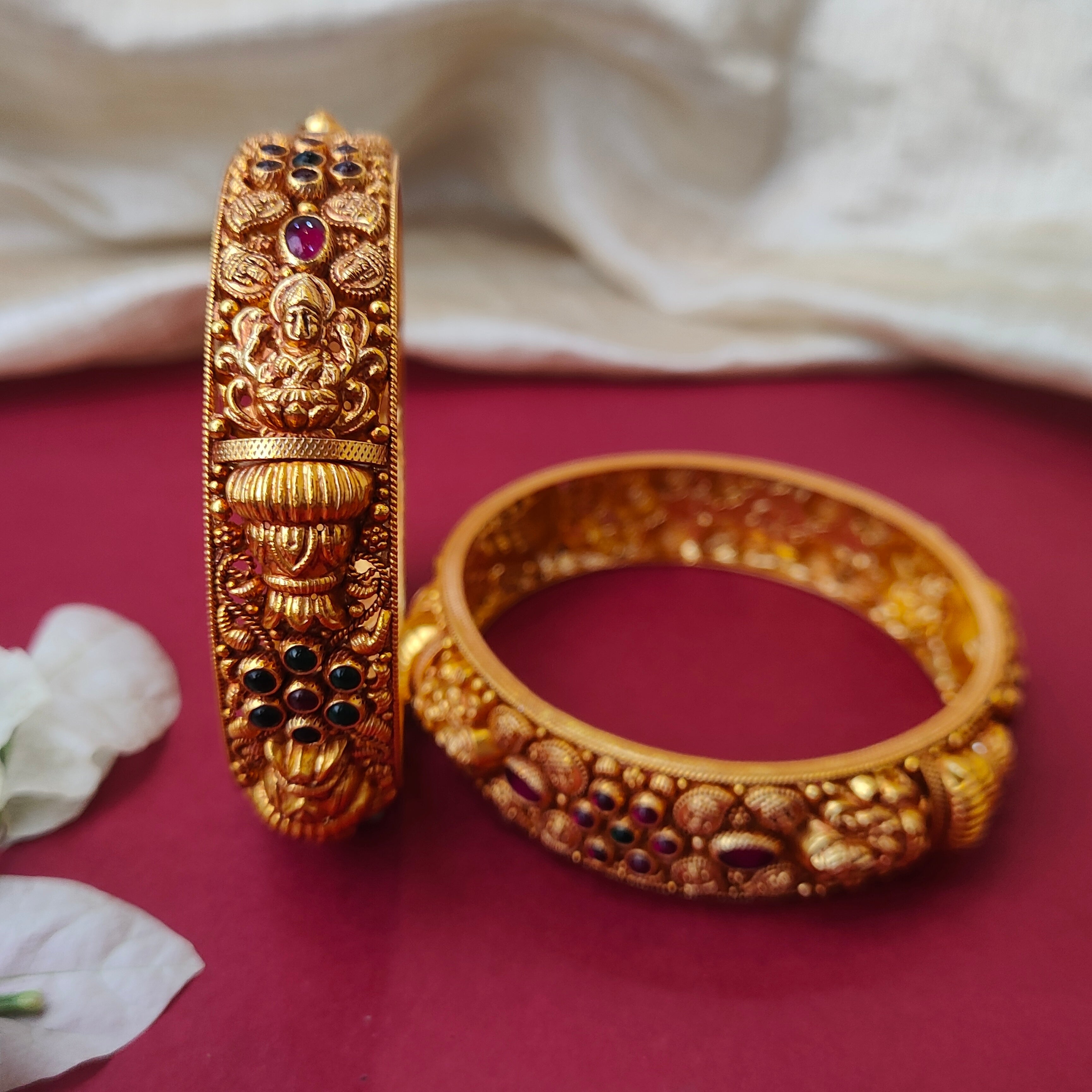 MahaLakshmi Silver Nakshi Bangle - 0027 (2.5 Pair) - BCOS Its Silver