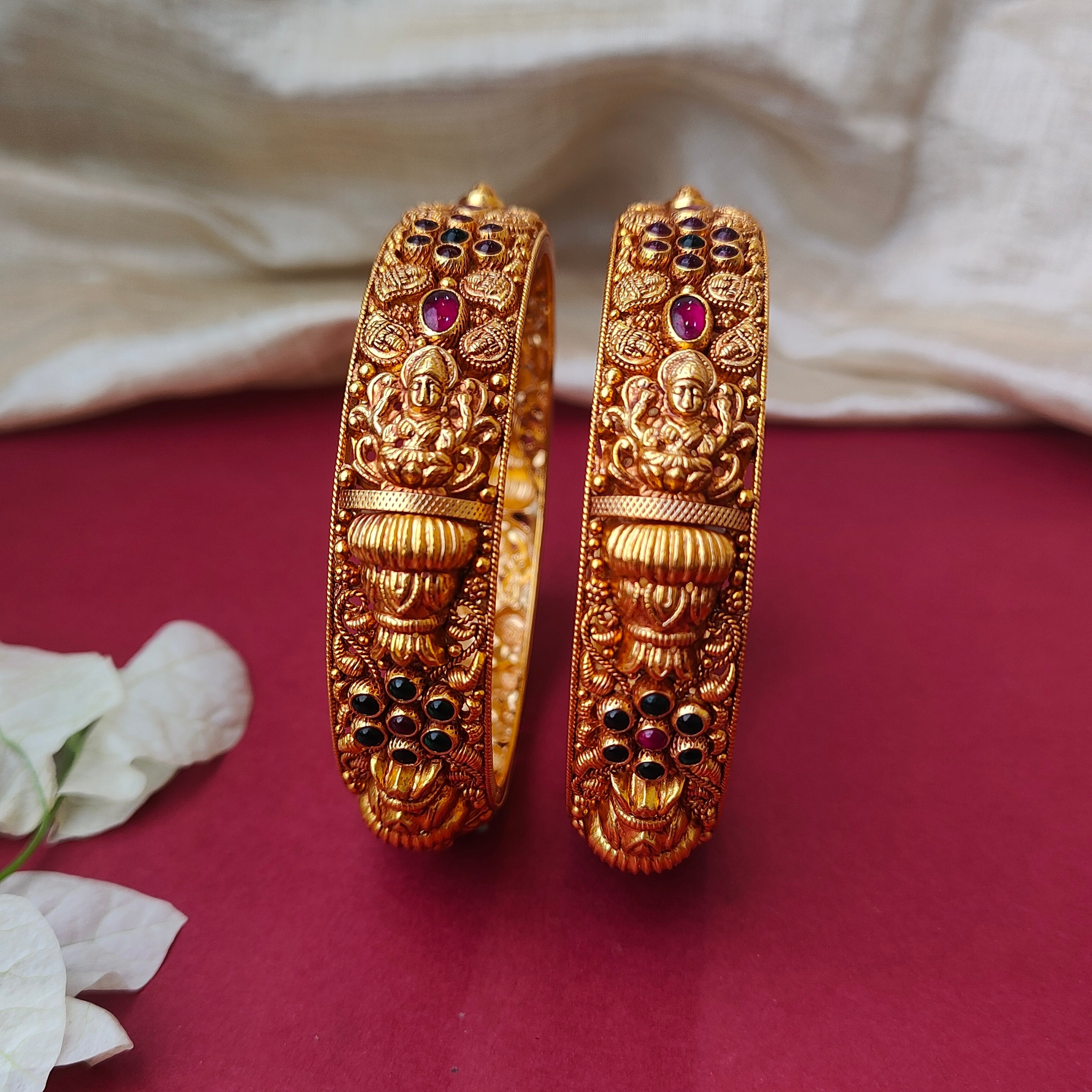 MahaLakshmi Silver Nakshi Bangle - 0027 (2.5 Pair) - BCOS Its Silver