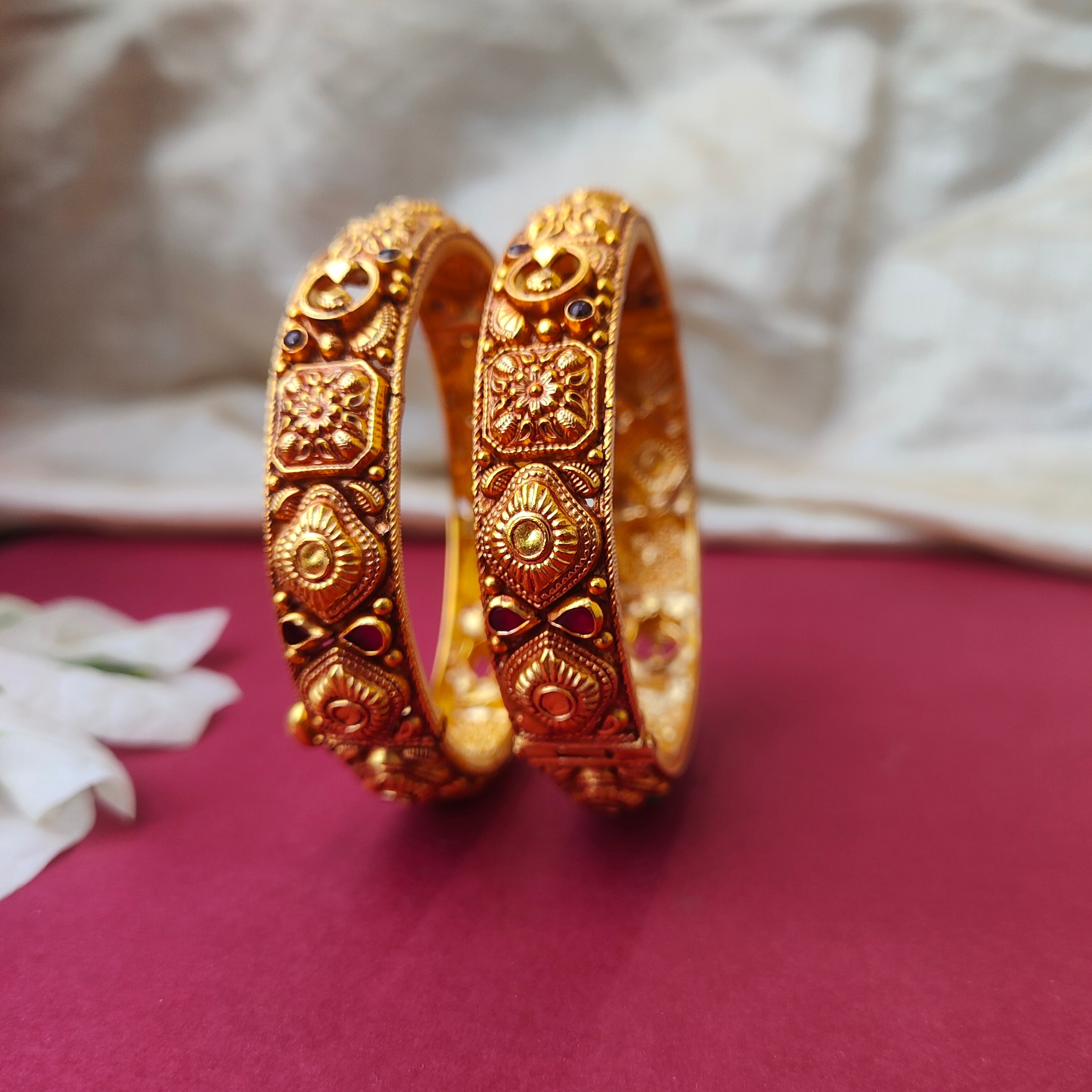 Malar Silver Nakshi Bangle - 0028 (2.5 Pair) - BCOS Its Silver