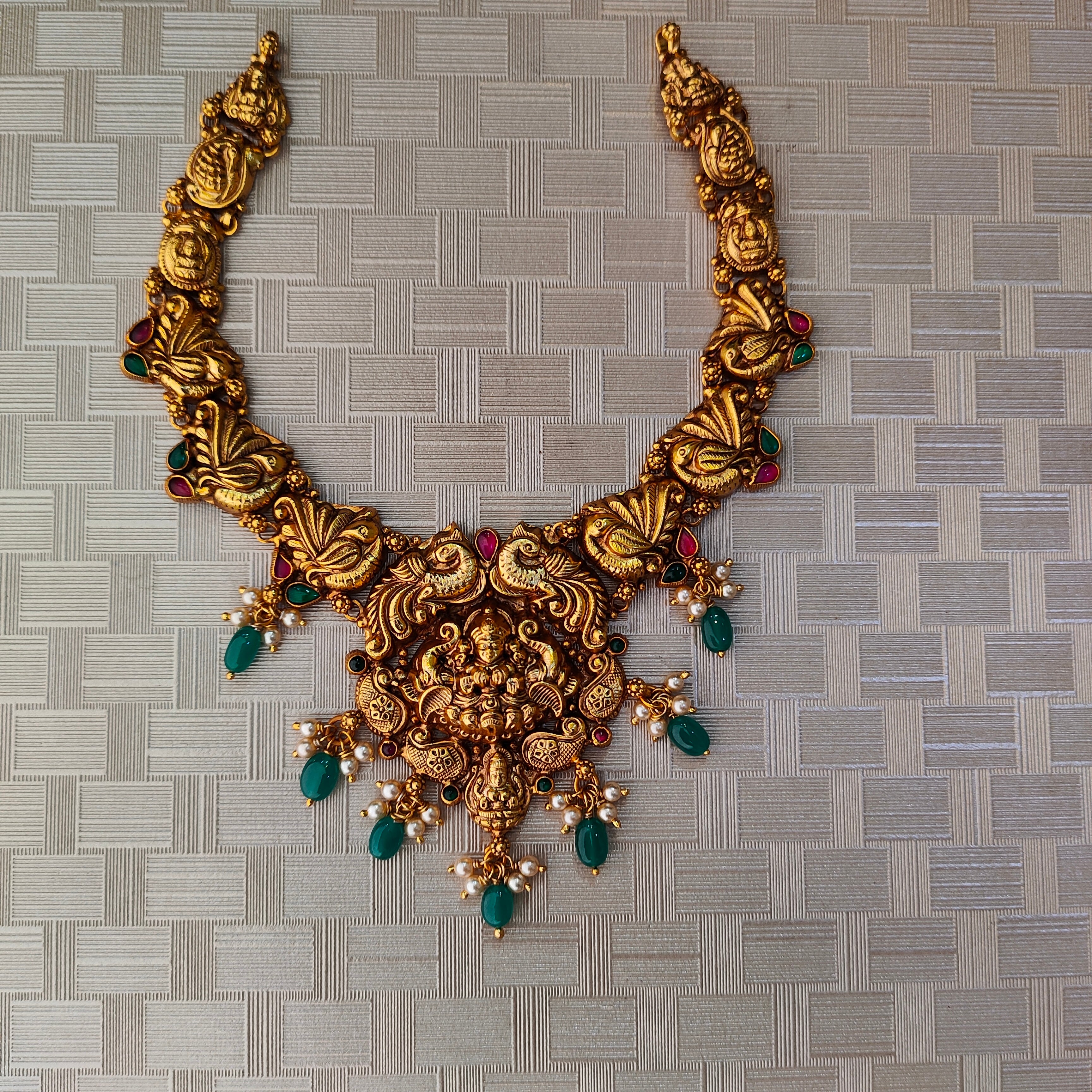 925 Silver Gold Plated Nakshi Necklace-1311