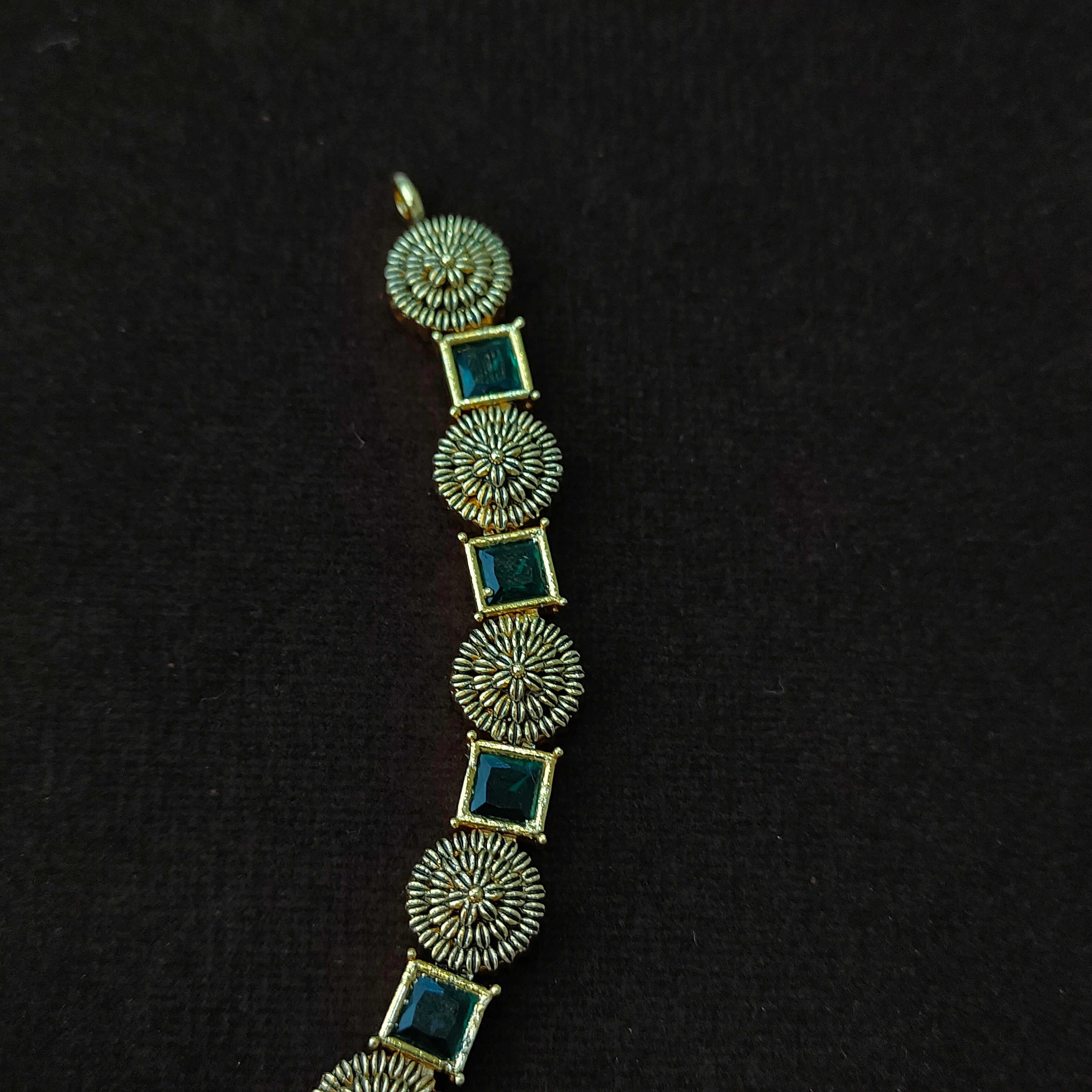 925 Silver Gold Plated Square Floral Necklace Set-5589