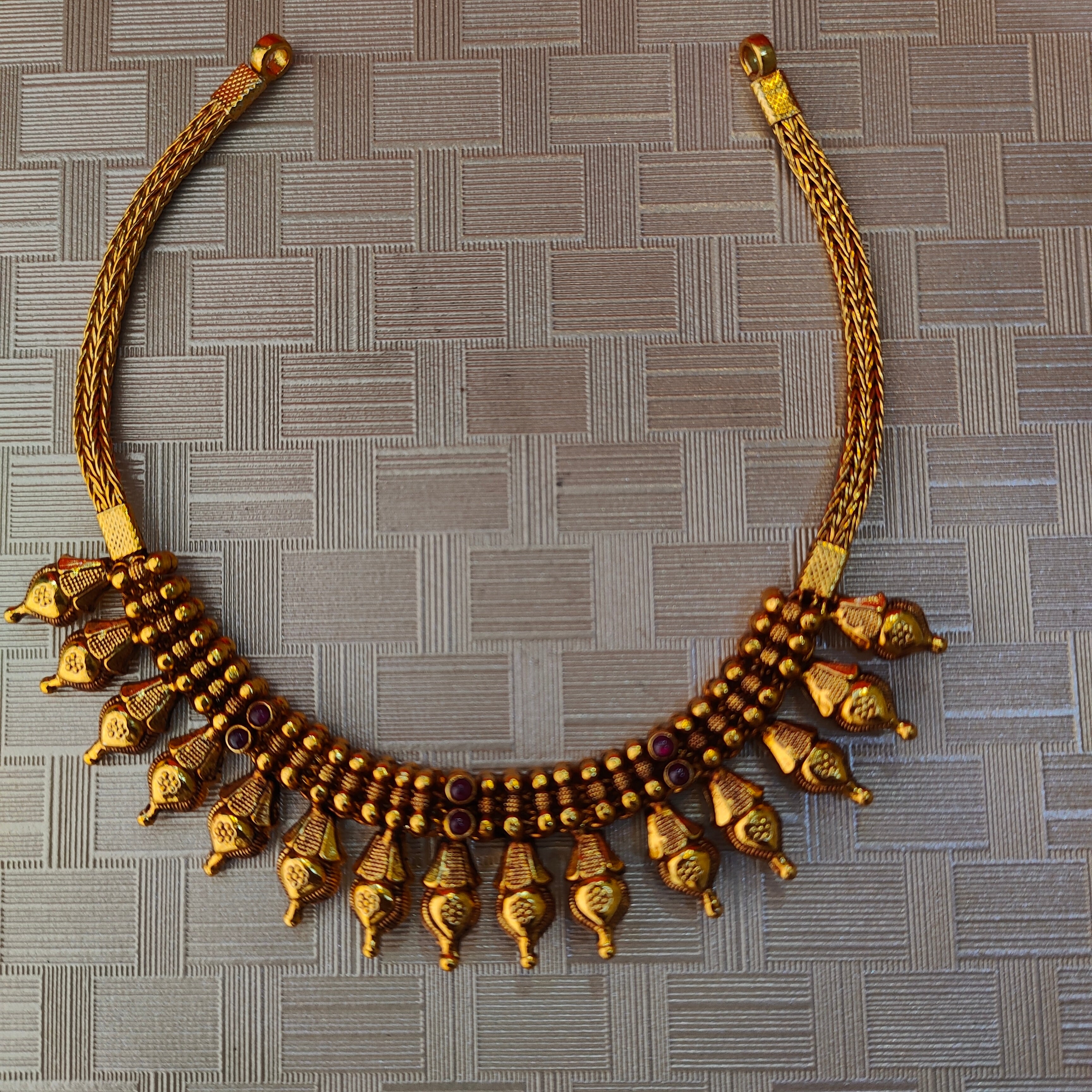 925 Silver Gold Plated Necklace-1307