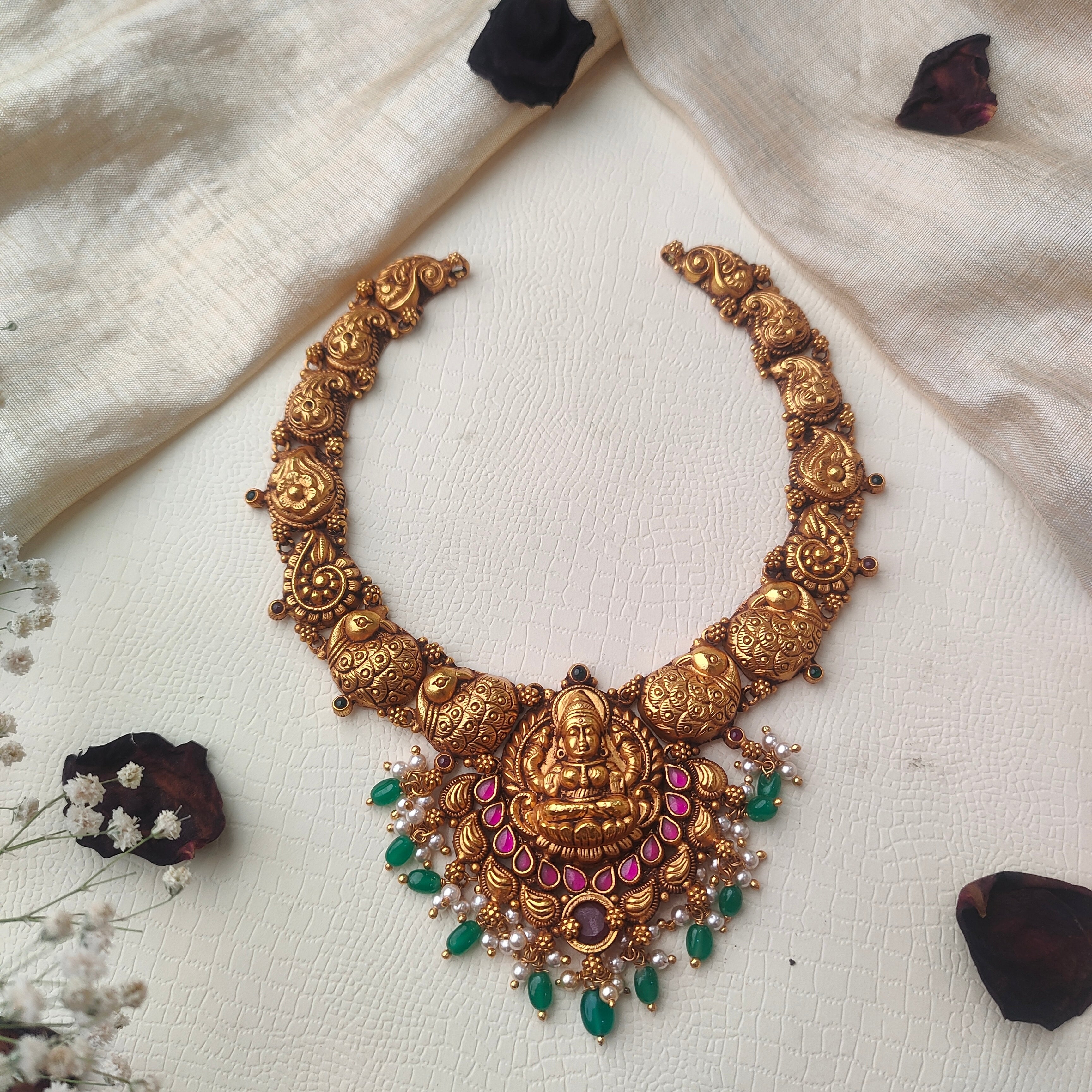 Padma Silver Nakshi Necklace - 0015 - BCOS Its Silver