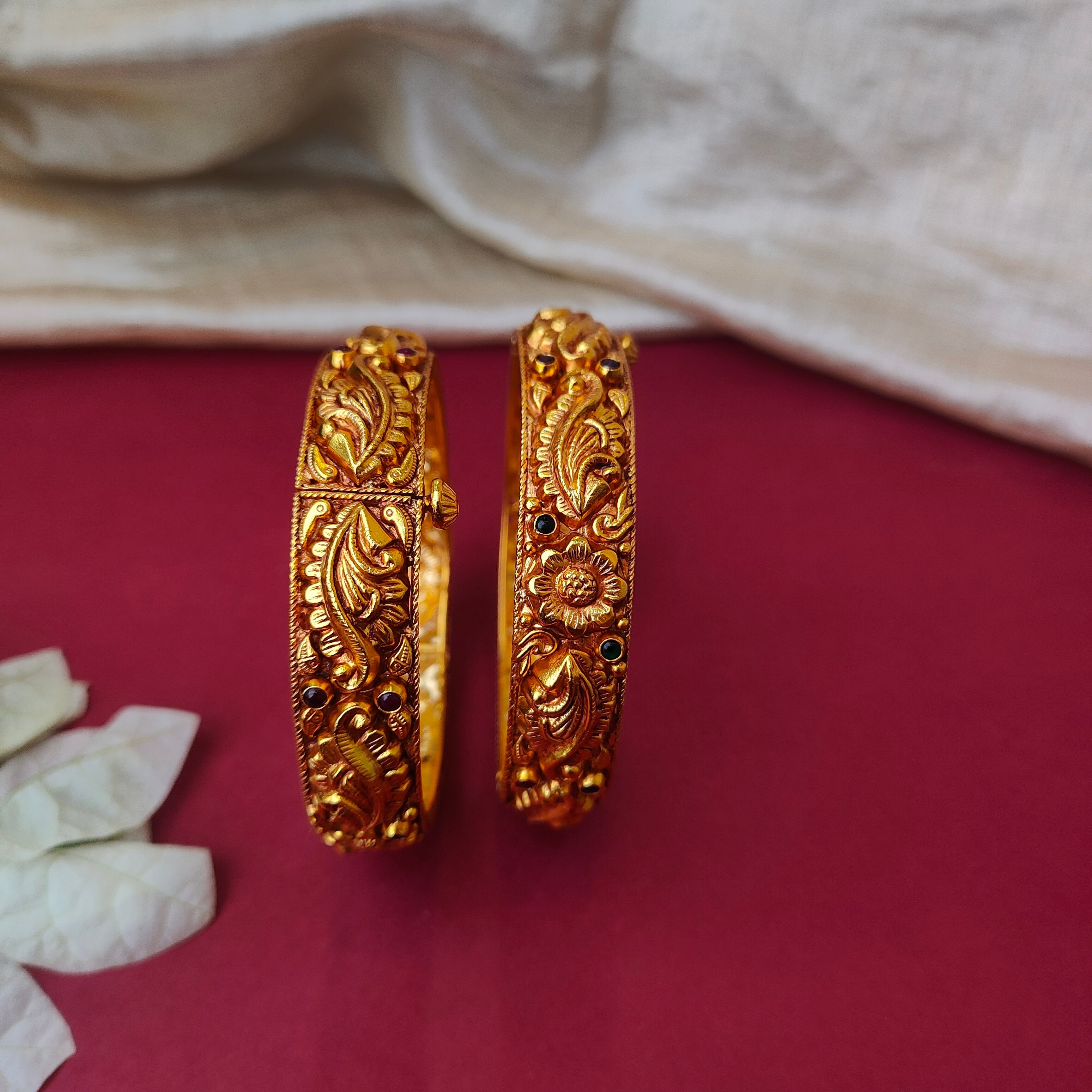 Poo Nakshi Silver Bangle - 0022 (2.6 Pair) - BCOS Its Silver