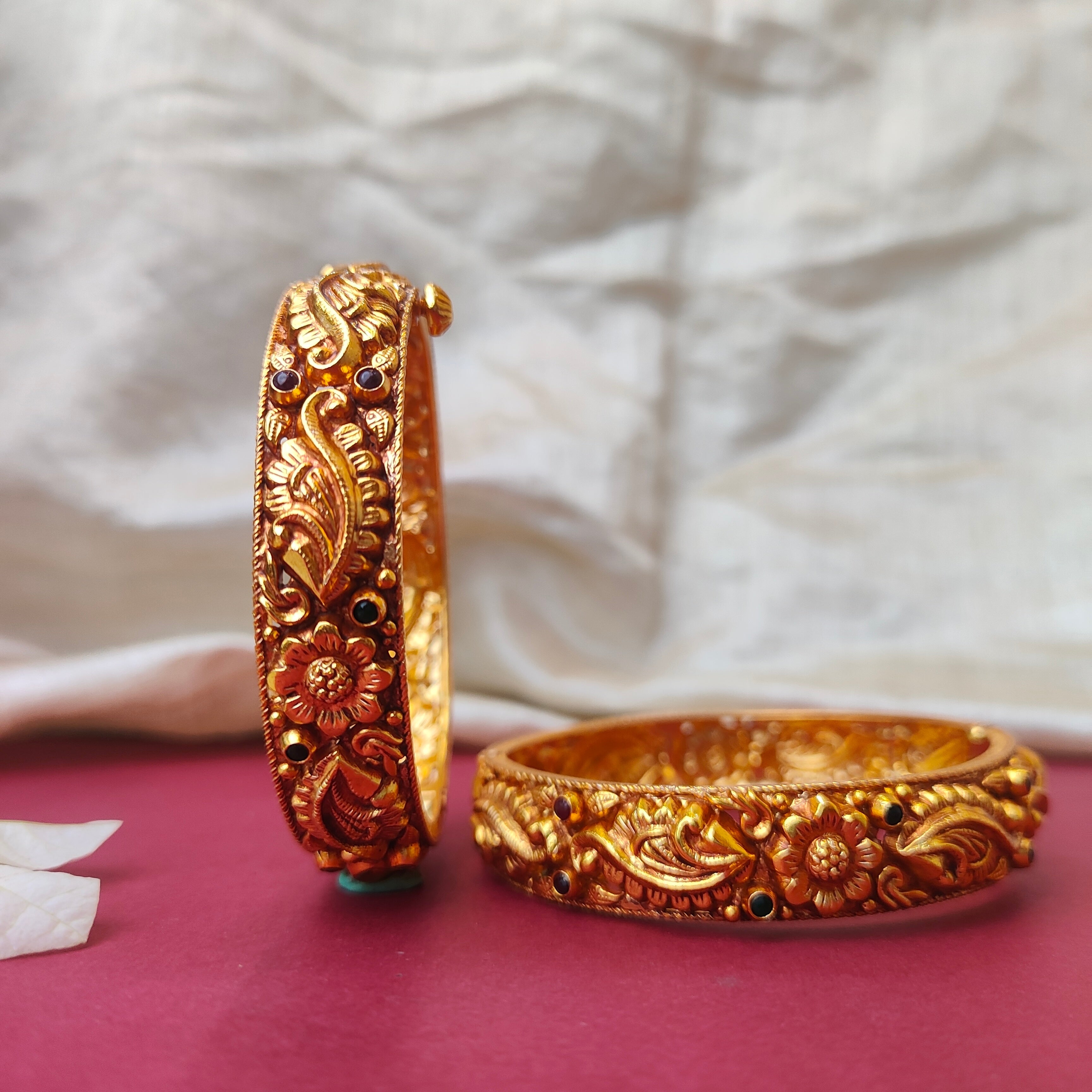 Poo Nakshi Silver Bangle - 0022 (2.6 Pair) - BCOS Its Silver