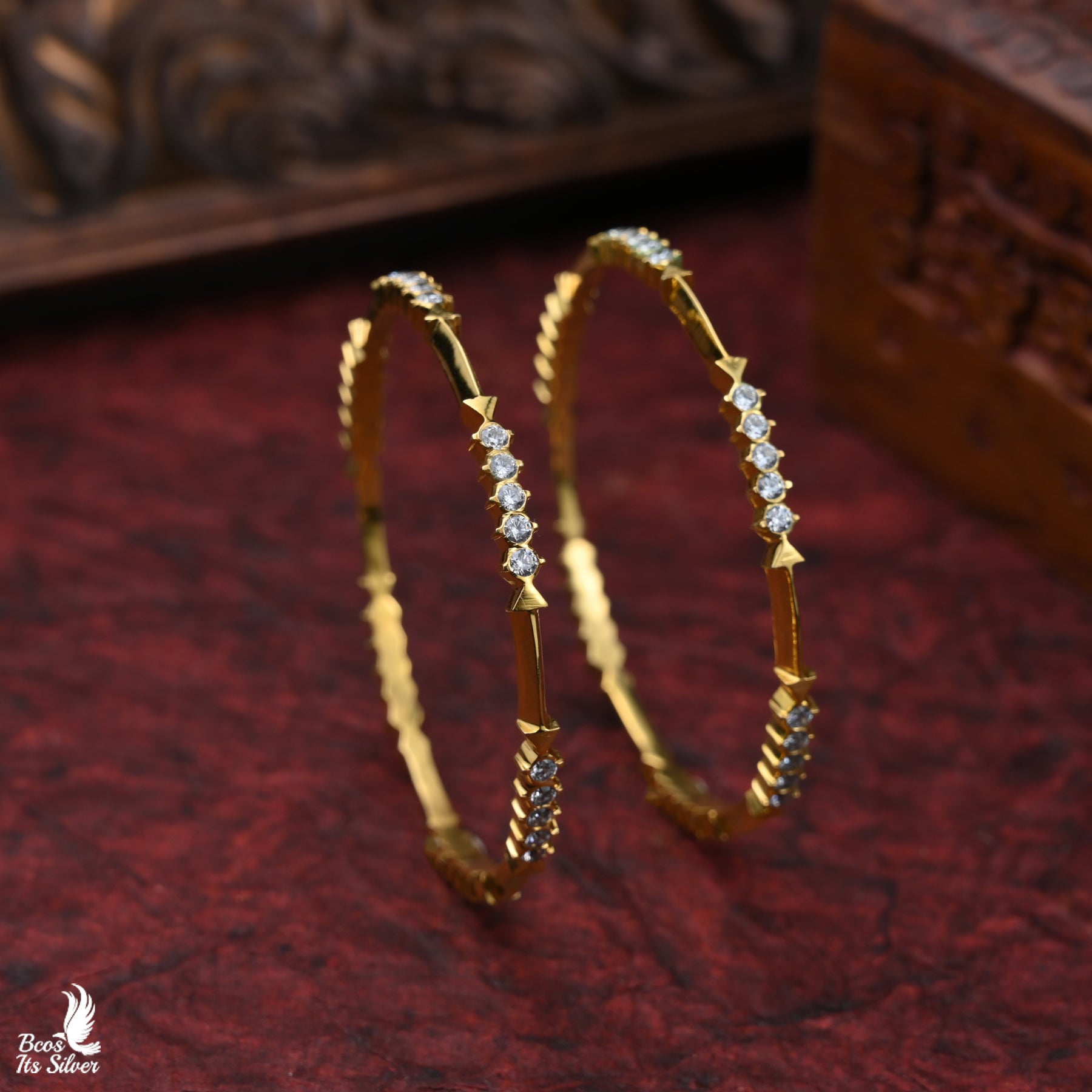 925 Gold Plated Close settings bangle- 4075 (MADE TO ORDER )