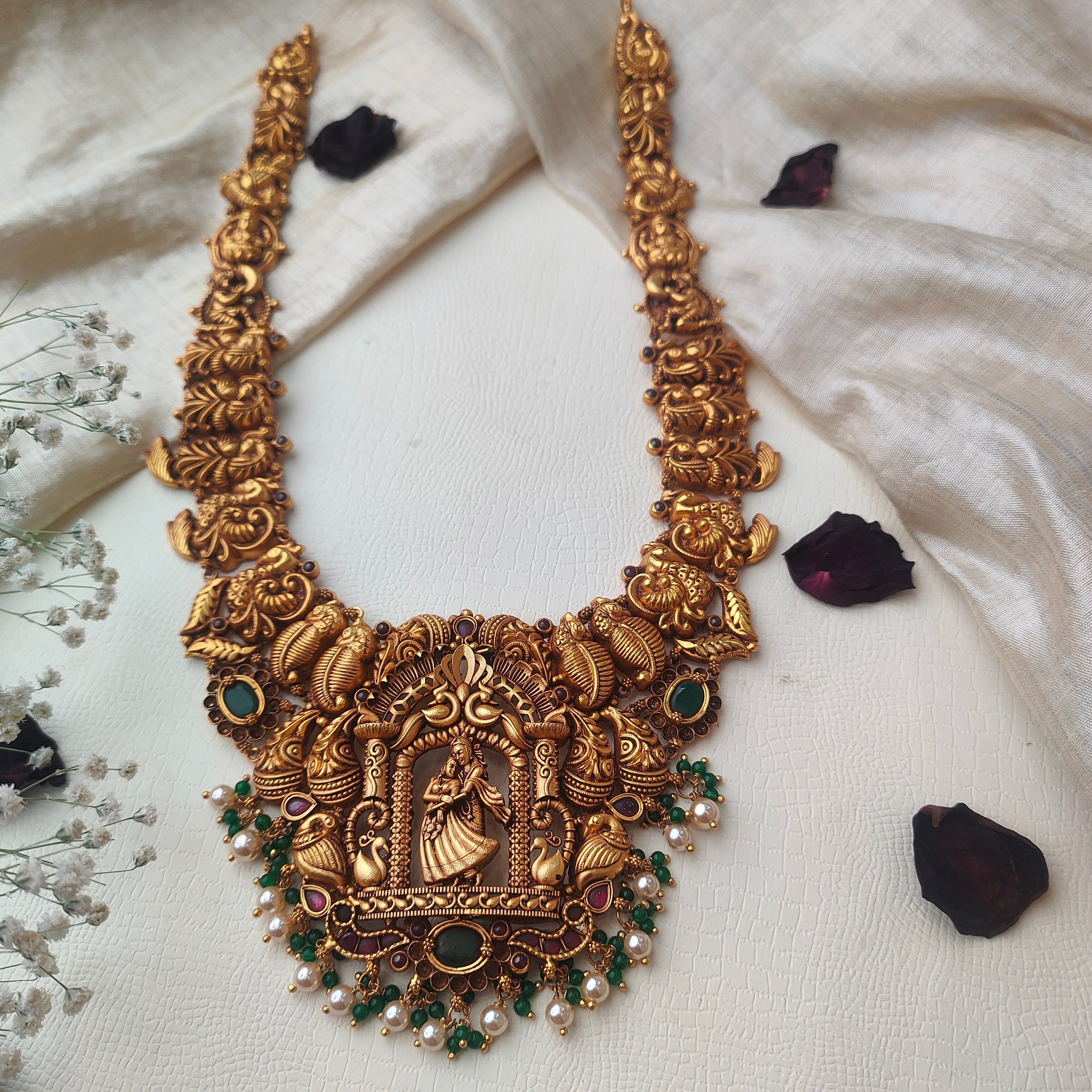 Radha Krishna Nakshi Haram 925 Silver - 0014 - BCOS Its Silver