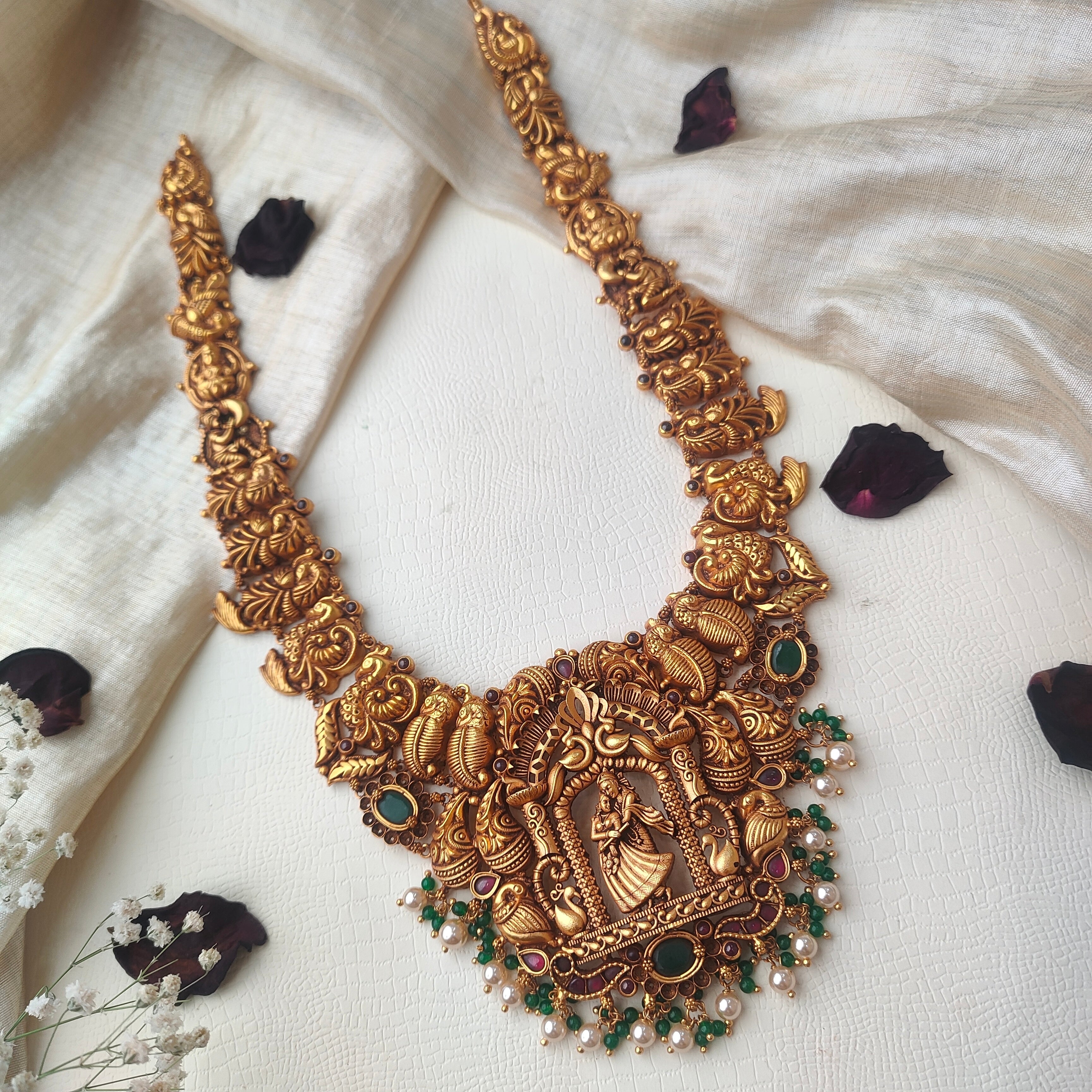 Radha Krishna Nakshi Haram 925 Silver - 0014 - BCOS Its Silver