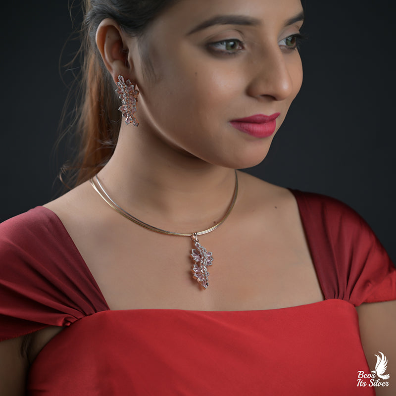 Theia Rose Gold Pendant with Earring 8314