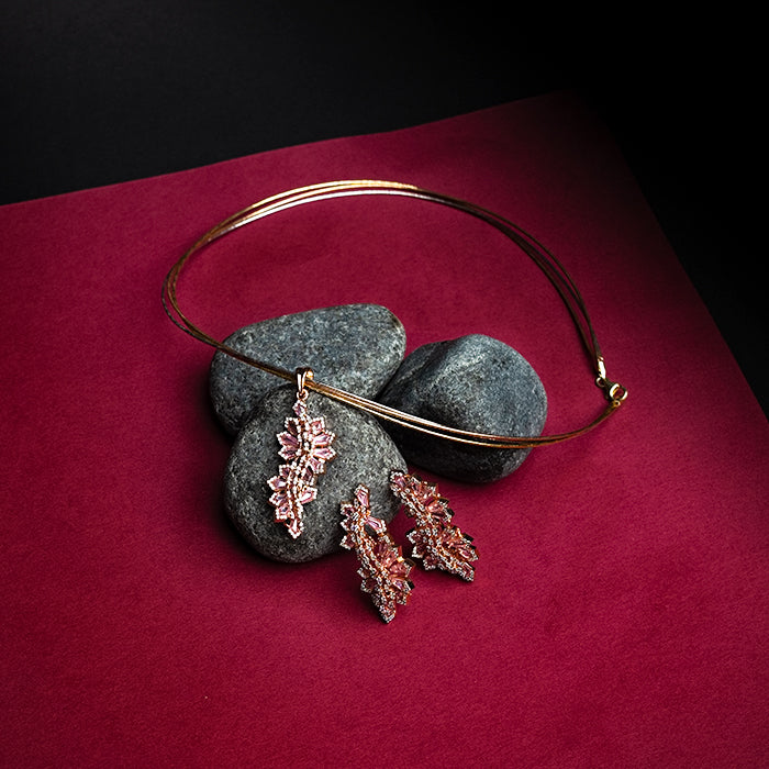 Theia Rose Gold Pendant with Earring 8314