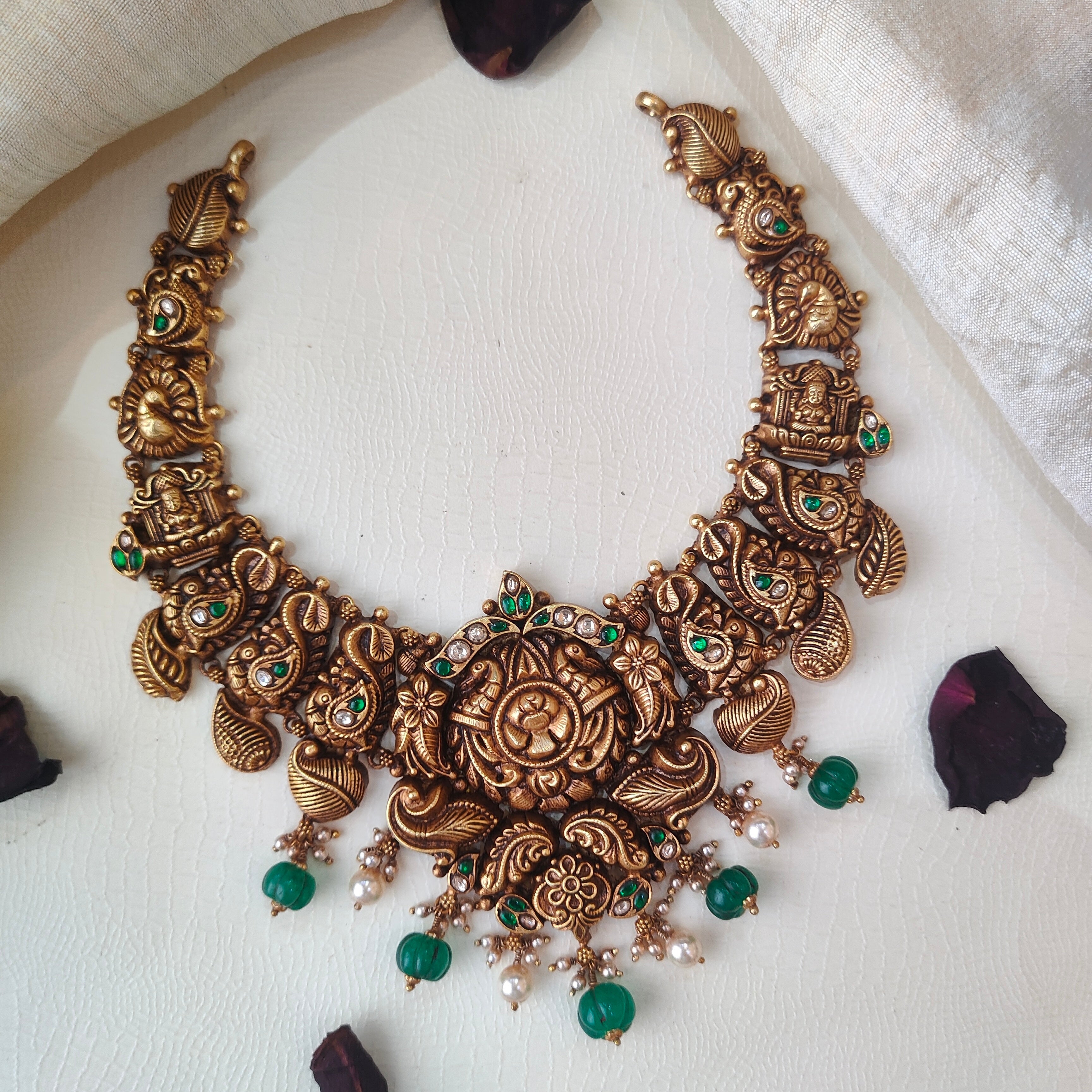 Shinthana Silver Nakshi Kundan Necklace - 0030 - BCOS Its Silver