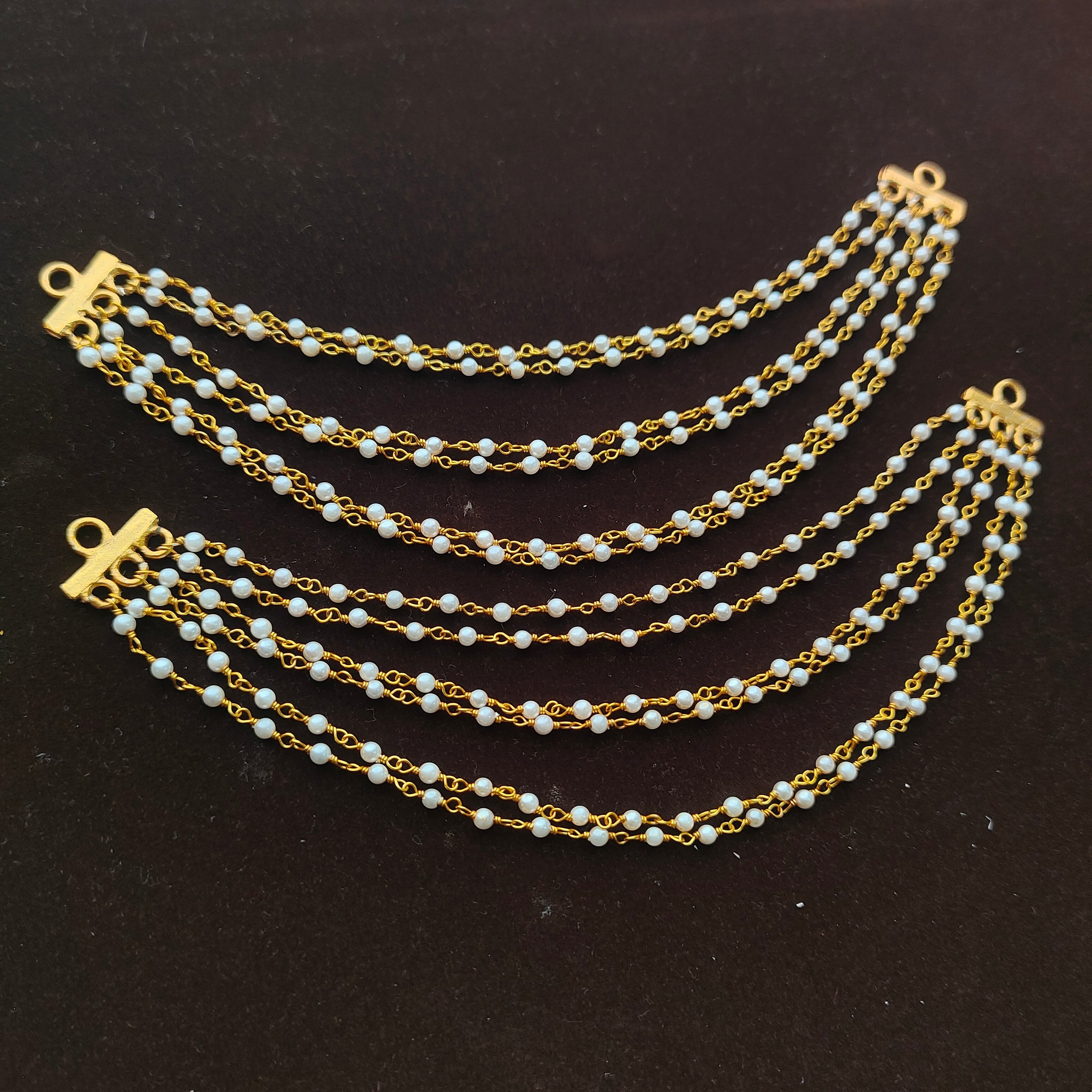 Silver 6 line Pearl Earchain - 0068 - BCOS Its Silver