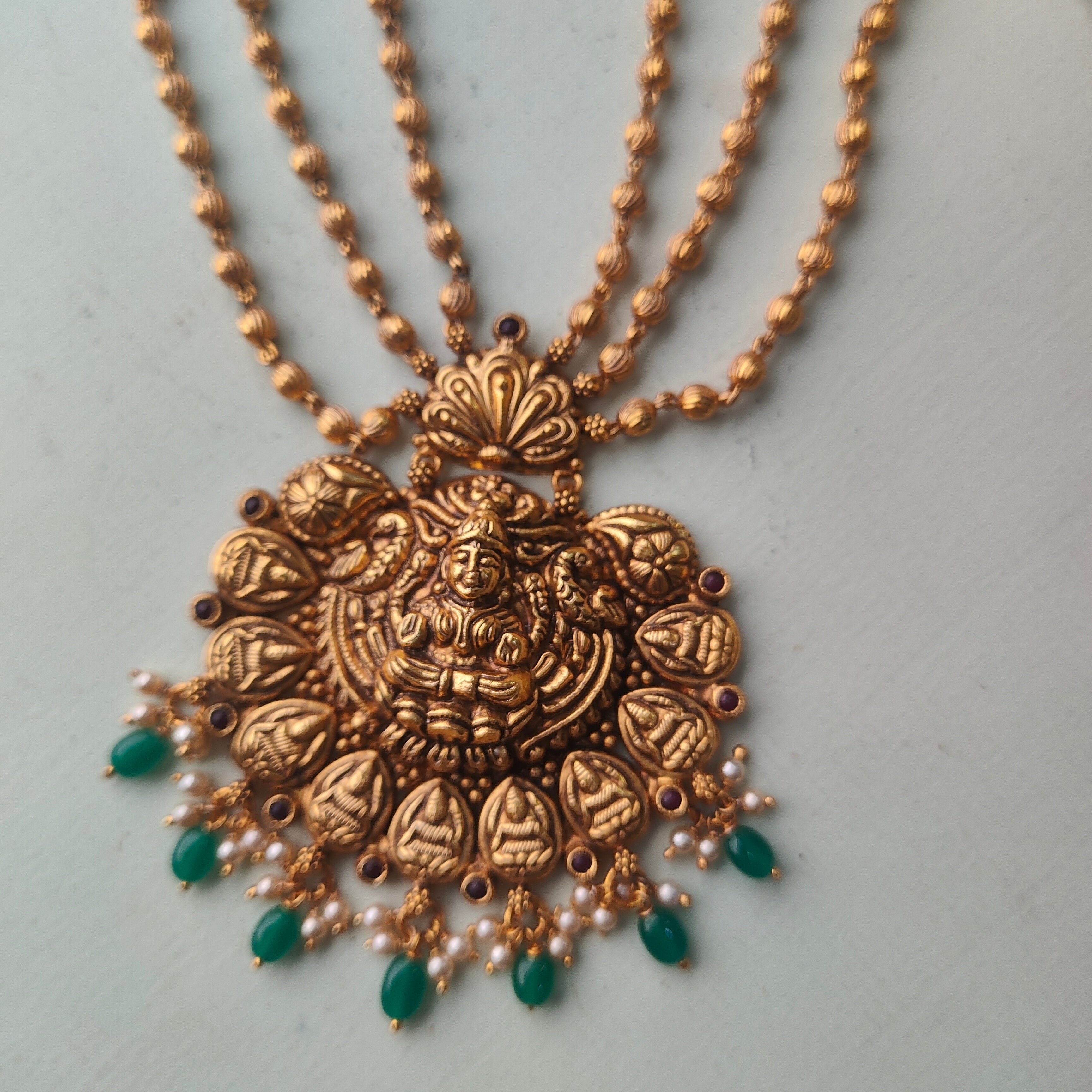 Silver Lakshmi 3 layer Mohan mala - 0040 - BCOS Its Silver