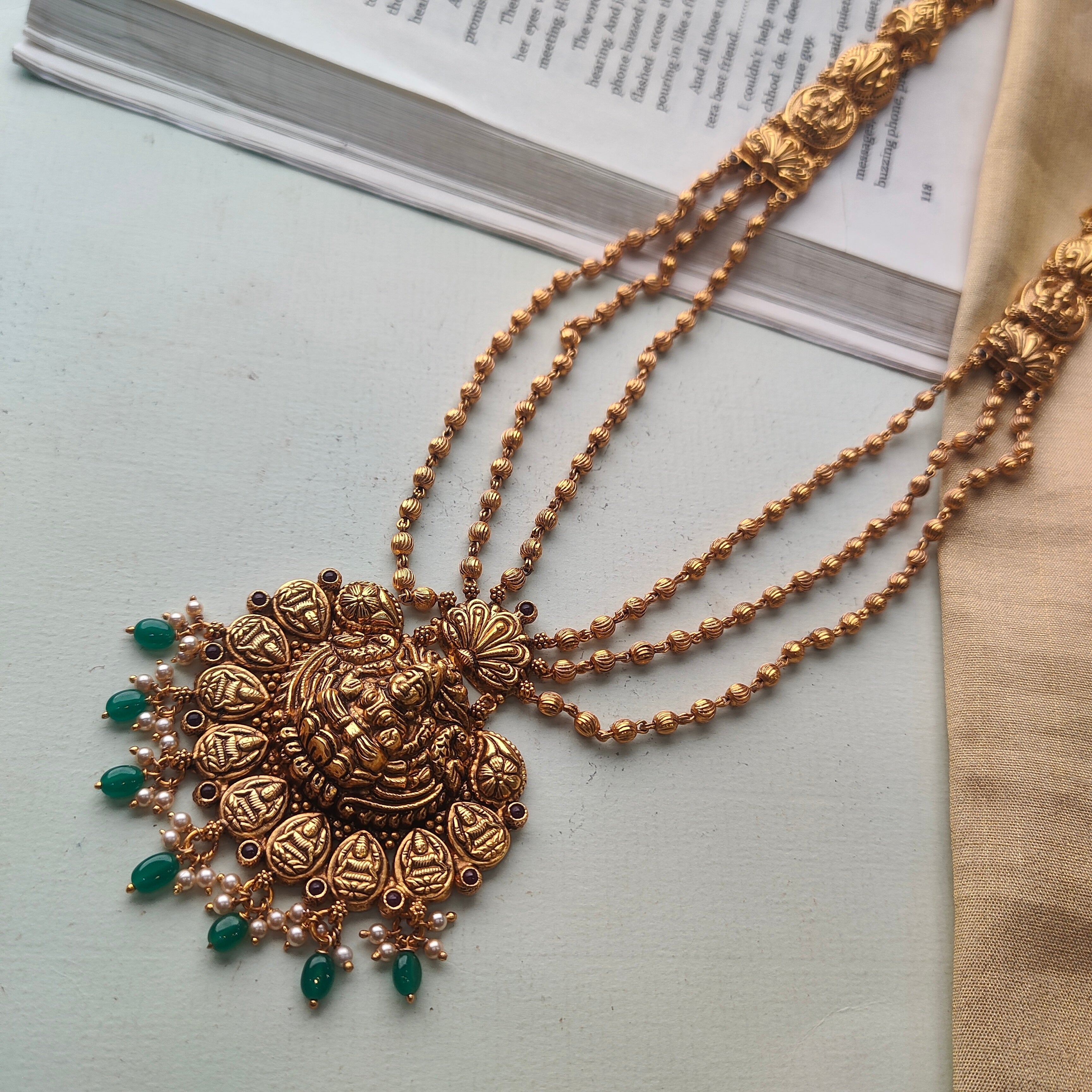Silver Lakshmi 3 layer Mohan mala - 0040 - BCOS Its Silver
