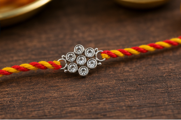 925 Silver Small Polki Rakhi — 3954