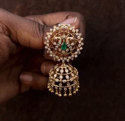 Theia Diamond look 2 in 1 Jhumka - 0301 (MADE TO ORDER) - BCOS Its Silver