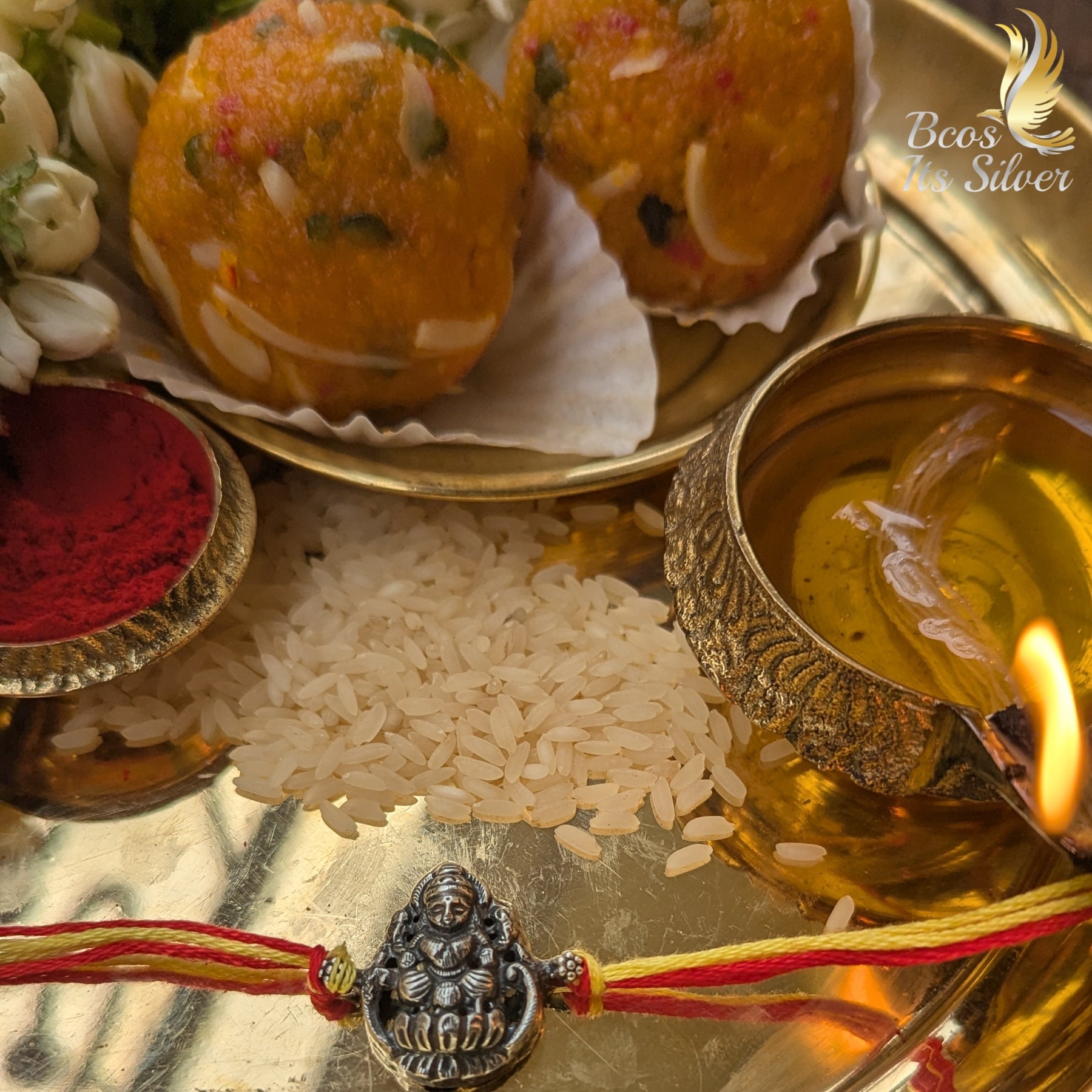 925 Silver Naksh Lakshmi Rakhi - 4107