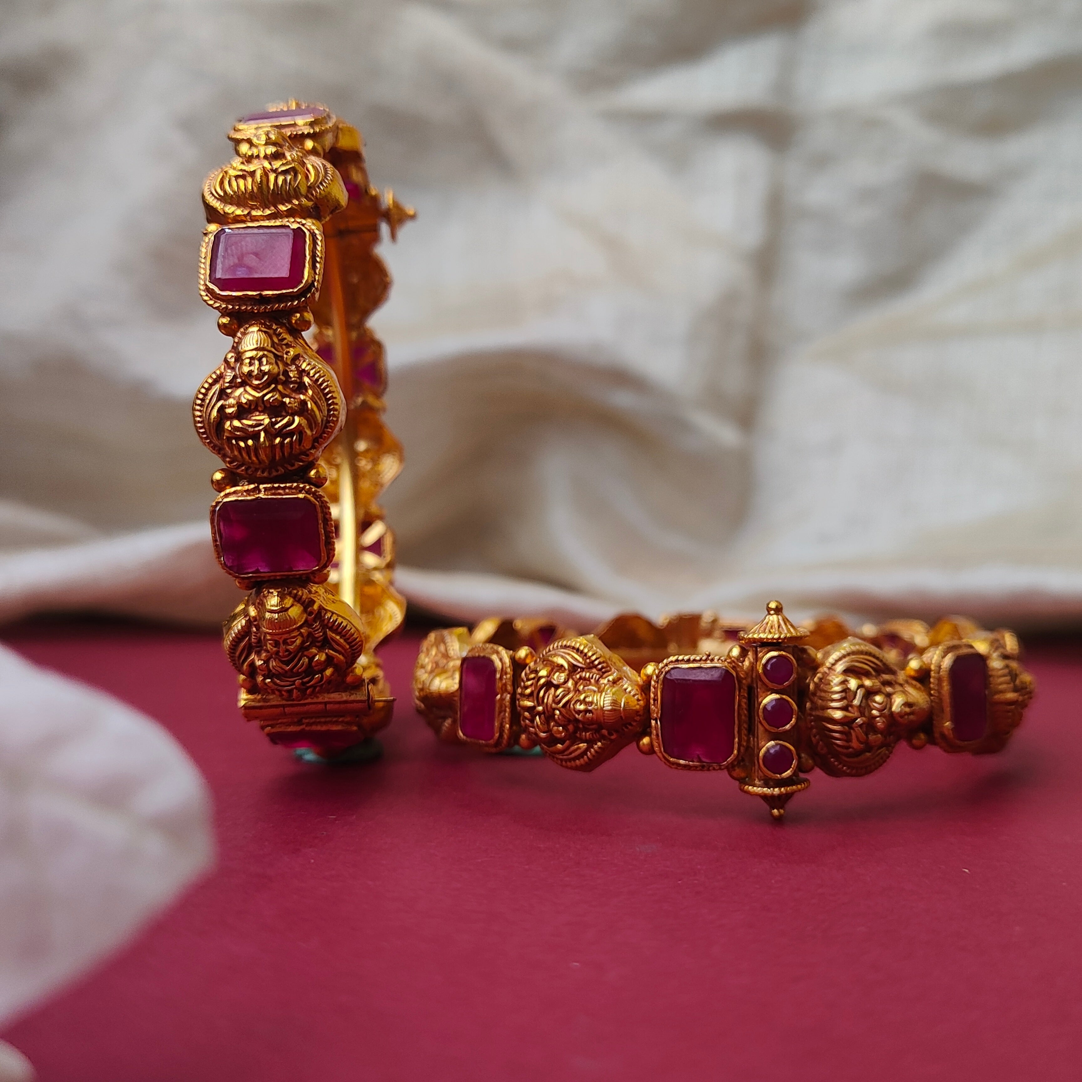 Traditional Nakshi Lakshmi Silver Bangle - 0023 ( 2.6 Pair ) - BCOS Its Silver