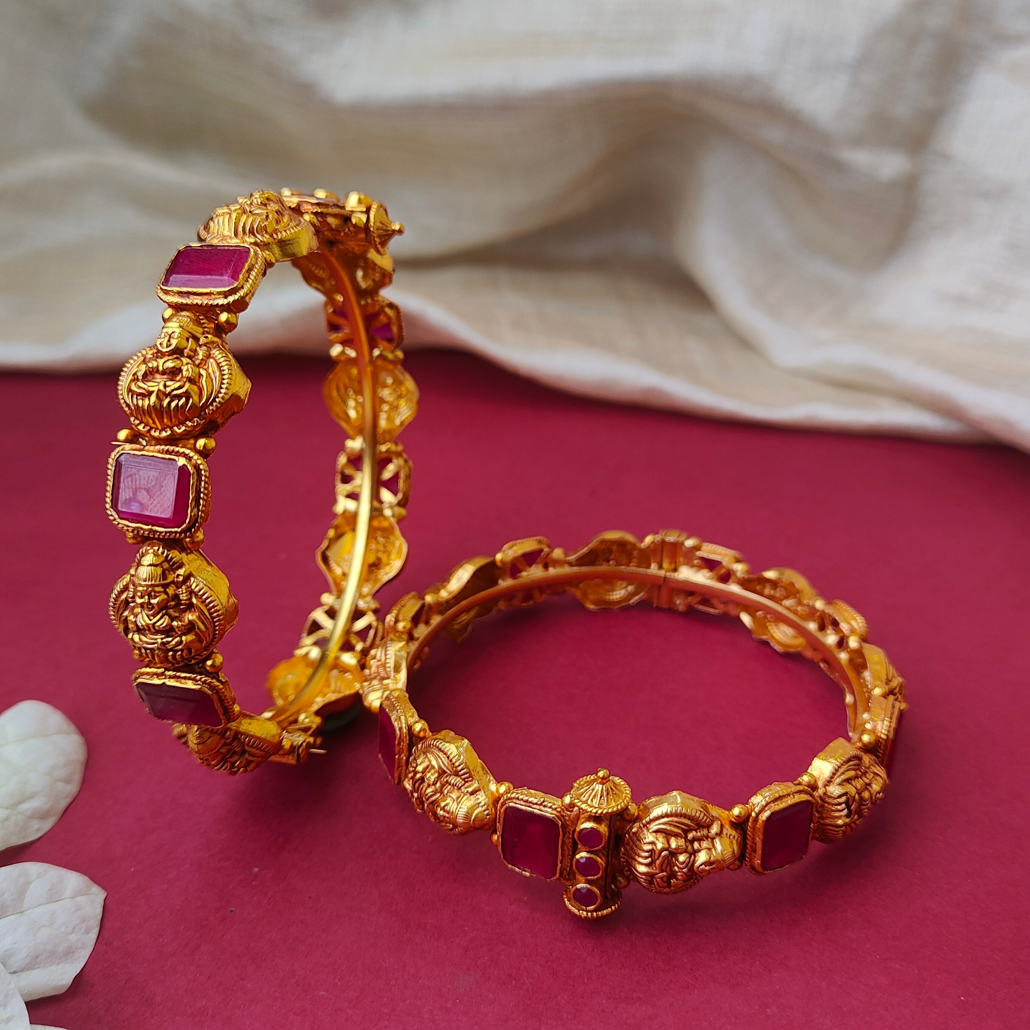 Traditional Nakshi Lakshmi Silver Bangle - 0023 ( 2.6 Pair ) - BCOS Its Silver