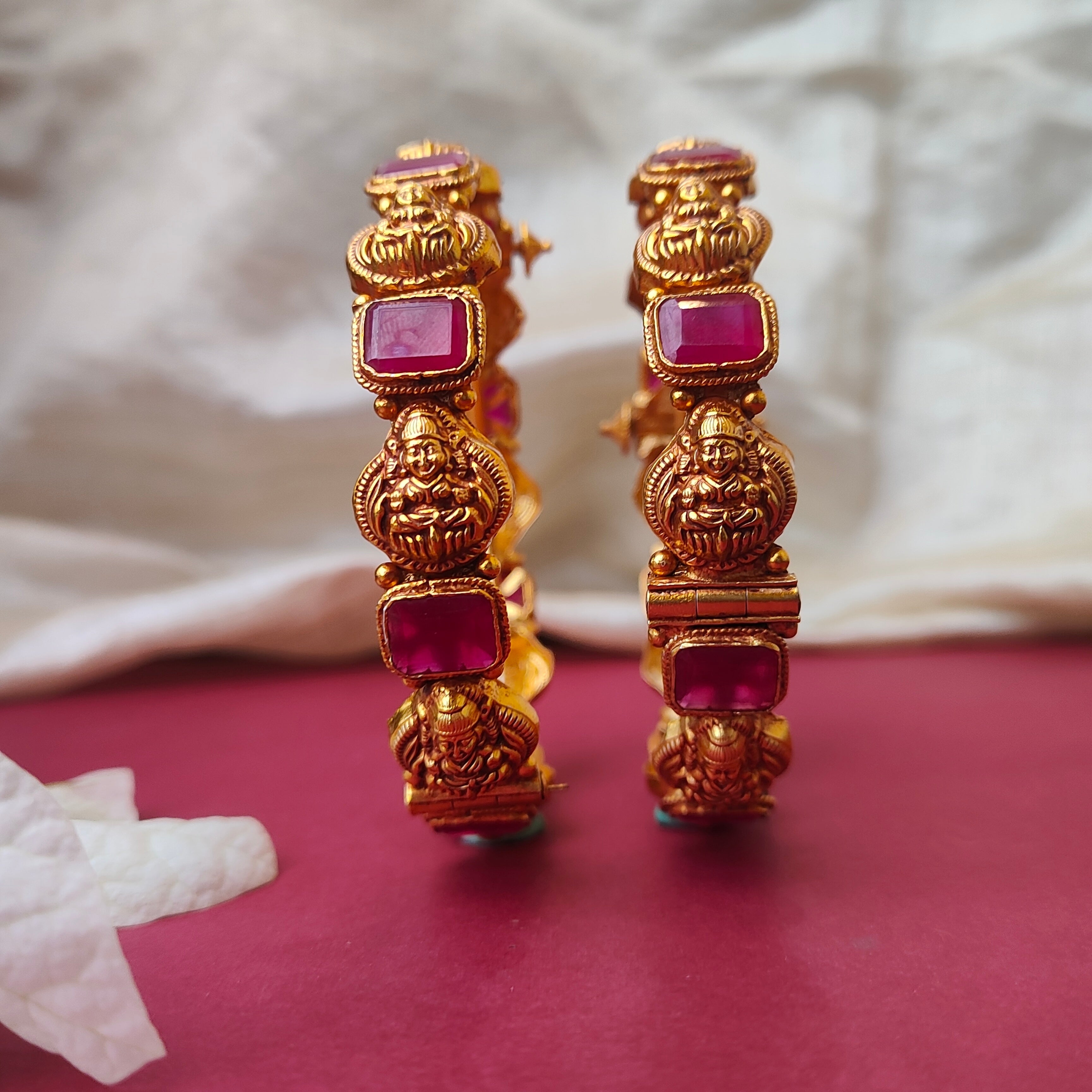 Traditional Nakshi Lakshmi Silver Bangle - 0023 ( 2.6 Pair ) - BCOS Its Silver
