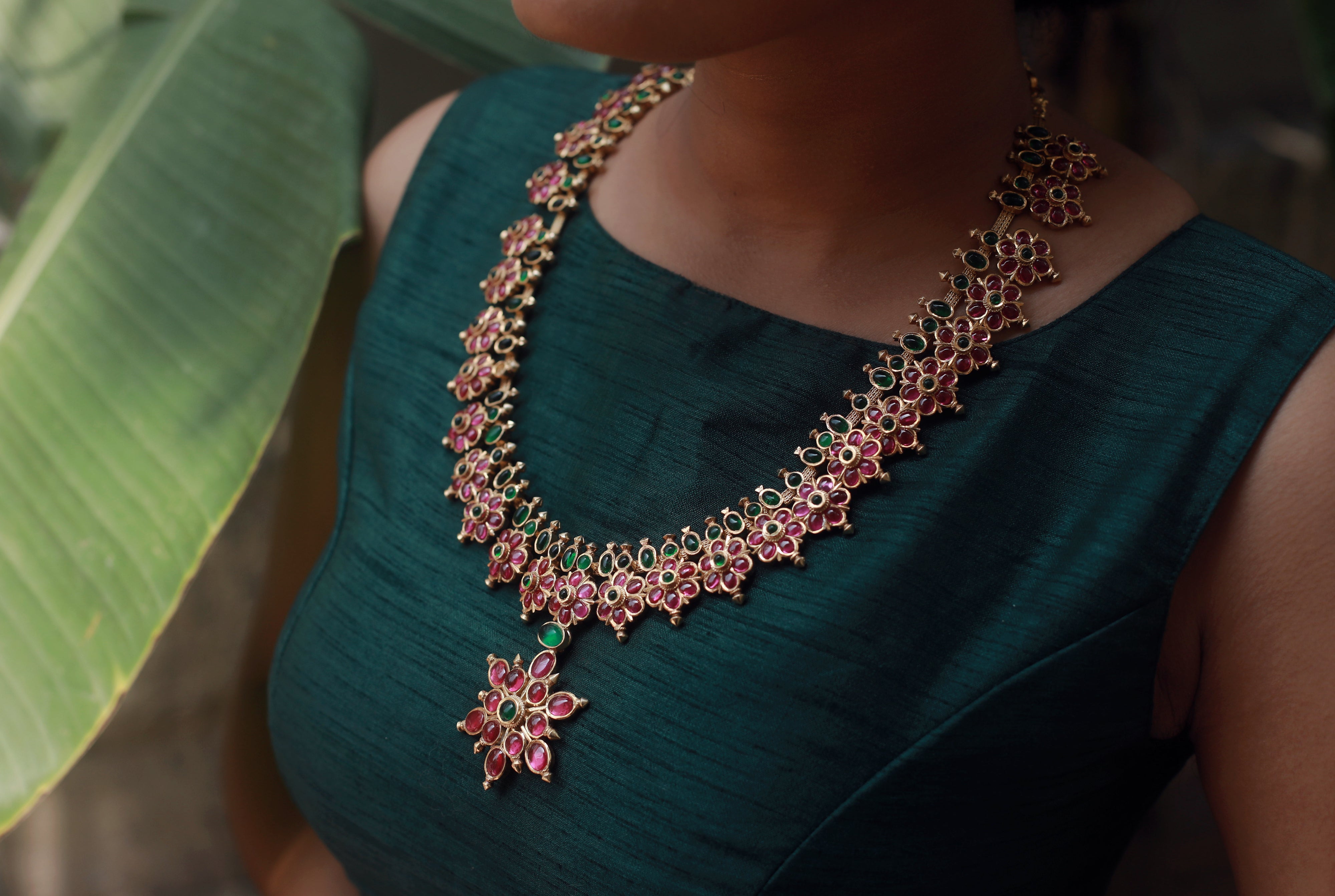 Pure 925 Silver Haram With Flower pendent - 003