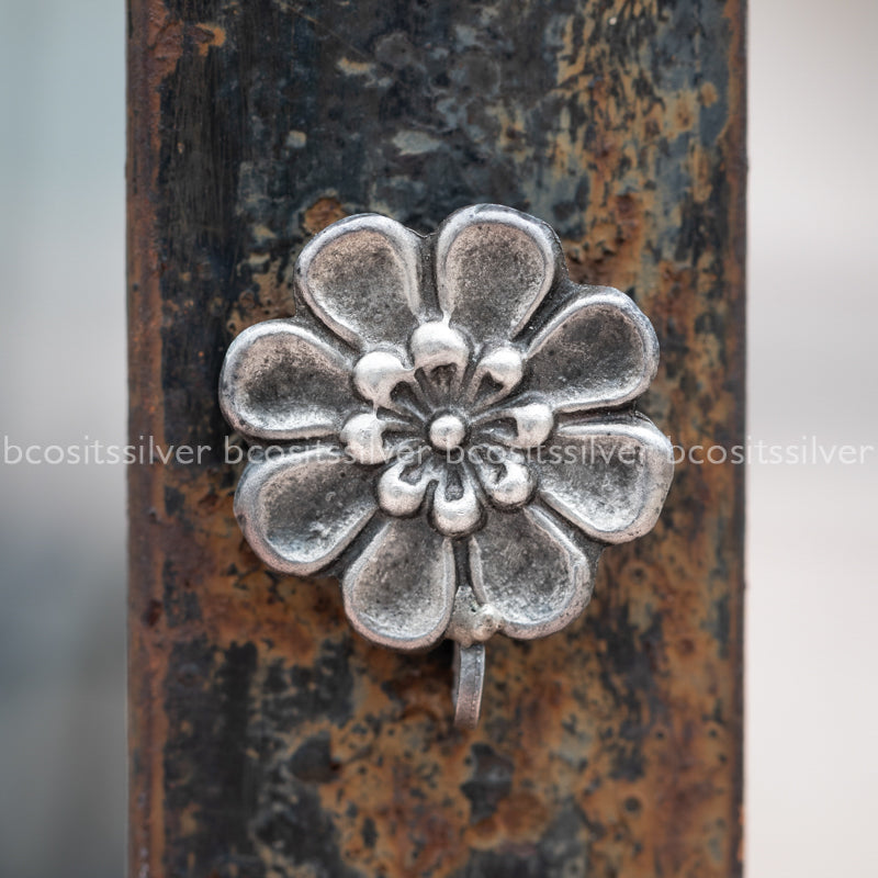 Pure 925 Silver Big Flower Nosepin Clip on - 1049