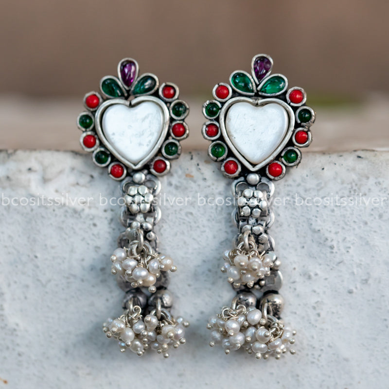 Pure 925 Silver Oxidized Earring - 1419