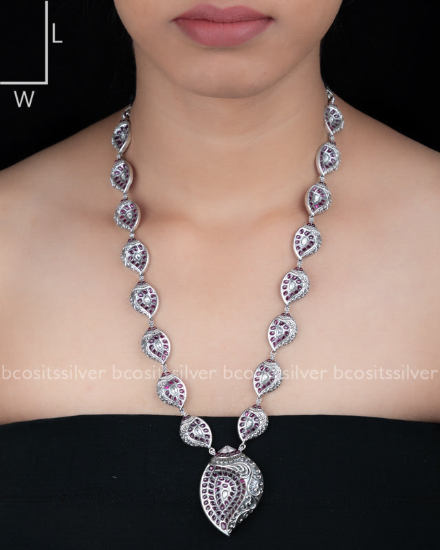 Pure 925 silver Oxidized Pink Sangu Haram - 1453