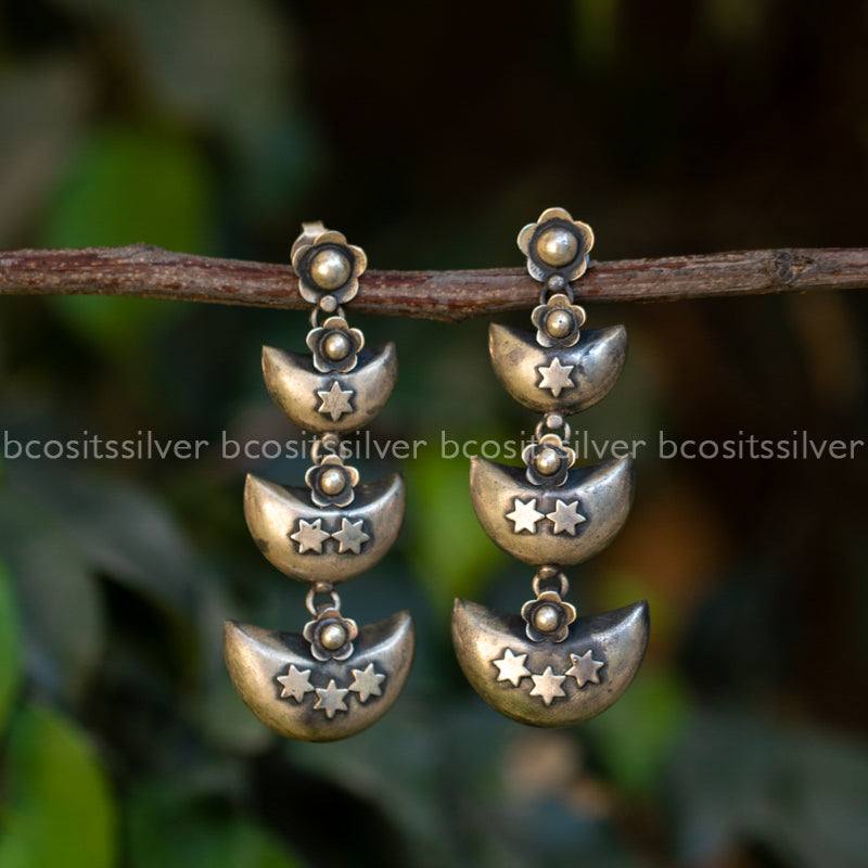 Pure 925 Silver Oxidized Jhumka - 6641