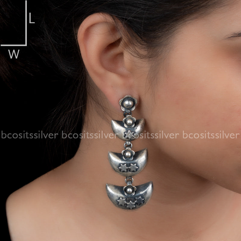 Pure 925 Silver Oxidized Jhumka - 6641