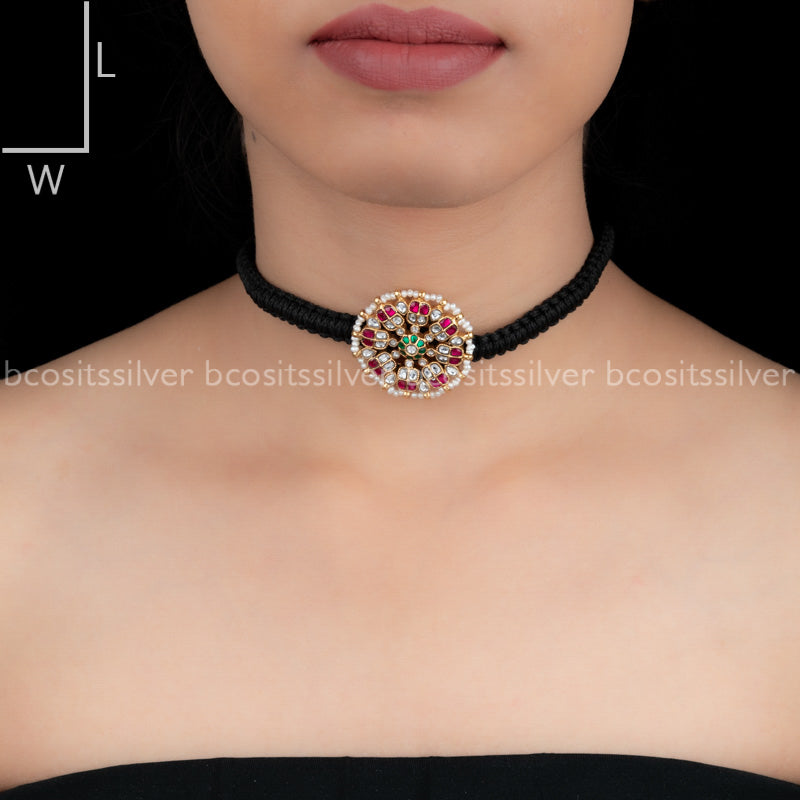 Pure 925 Silver Chakram Thread Choker- 5753