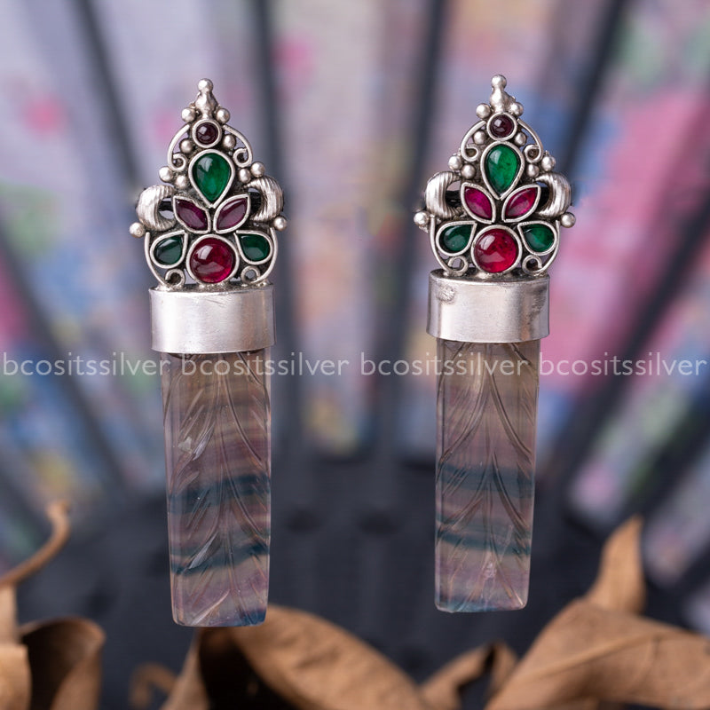Pure 925 Silver Oxidized Chitra Earrings - 1775