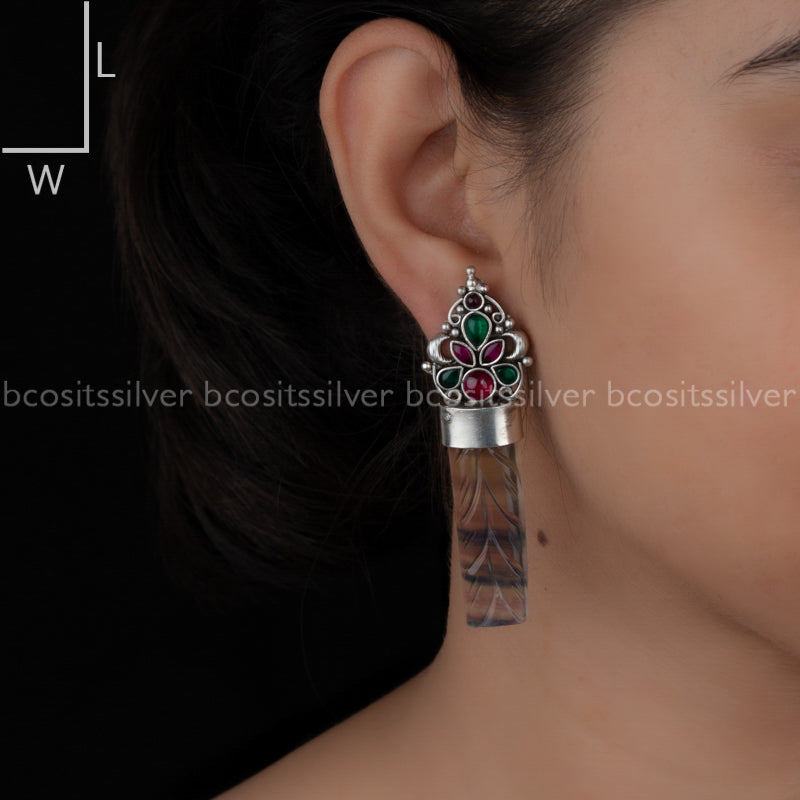 Pure 925 Silver Oxidized Chitra Earrings - 1775