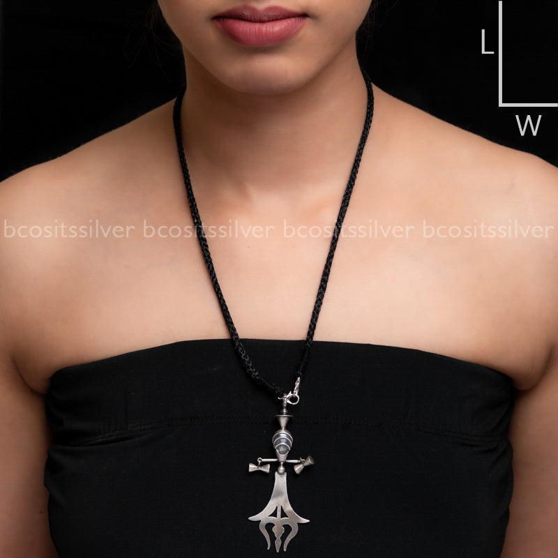 Oxidized Trishul Pendant - 1940