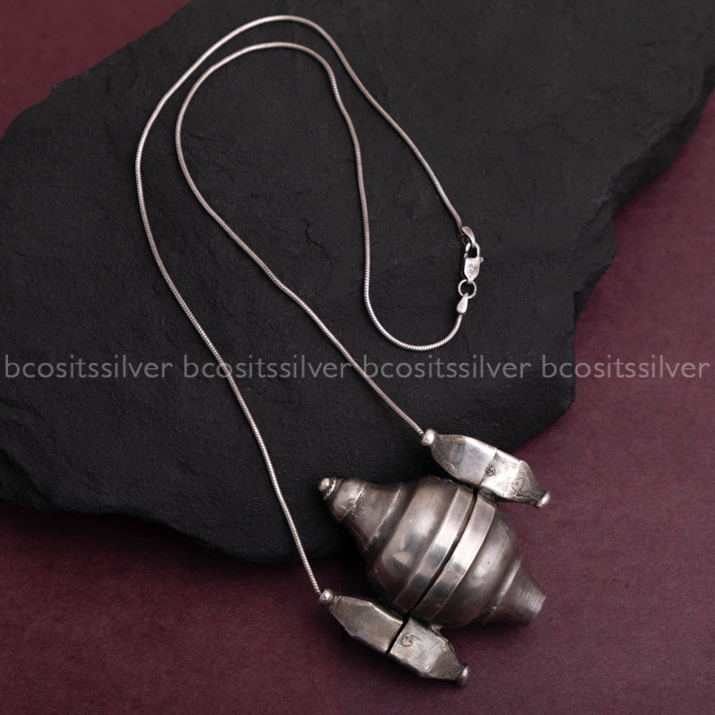 Oxidized Lingayat Casket Pendant - 1958