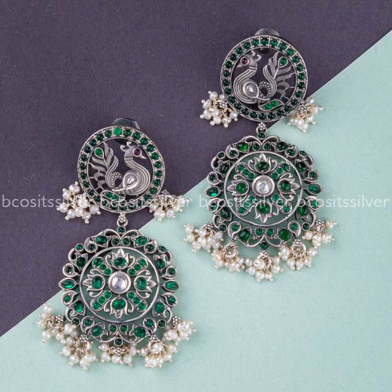 Oxidized Peacock Earring - 222