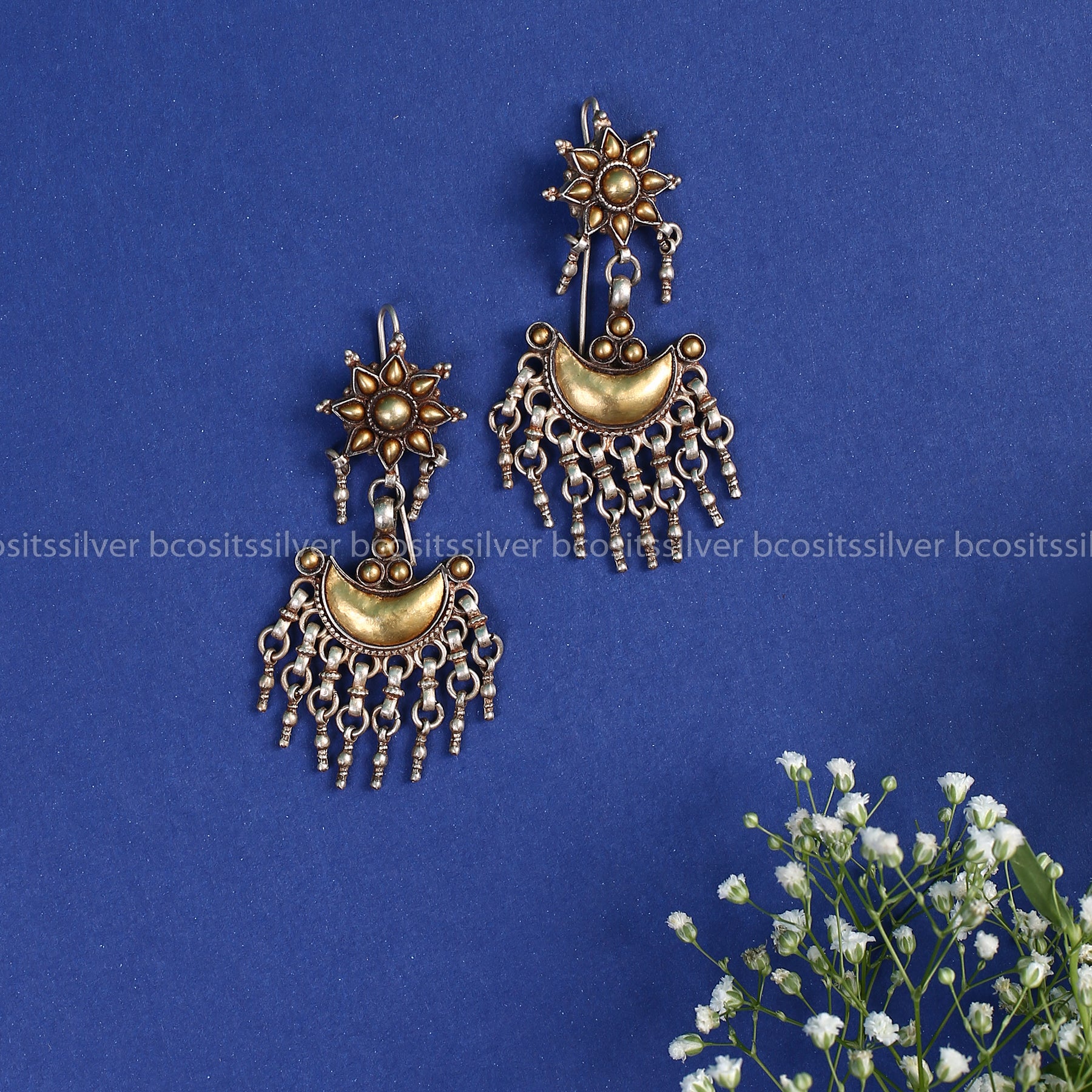 Pure 925 Silver Dual Tone Zinariy (AU) Earrings - 0912