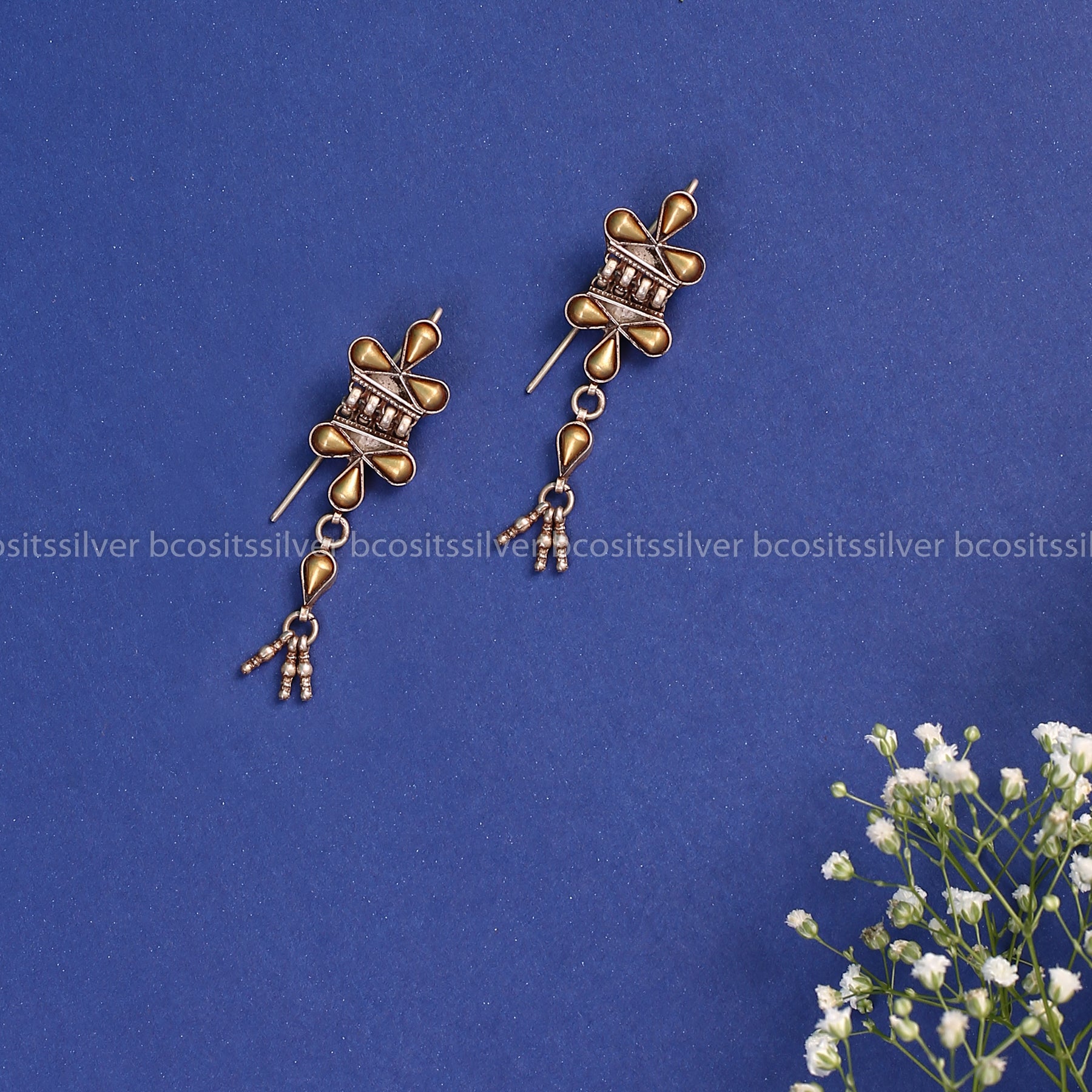 Dual Tone Zinariy (AU) Earrings Flower - 0902