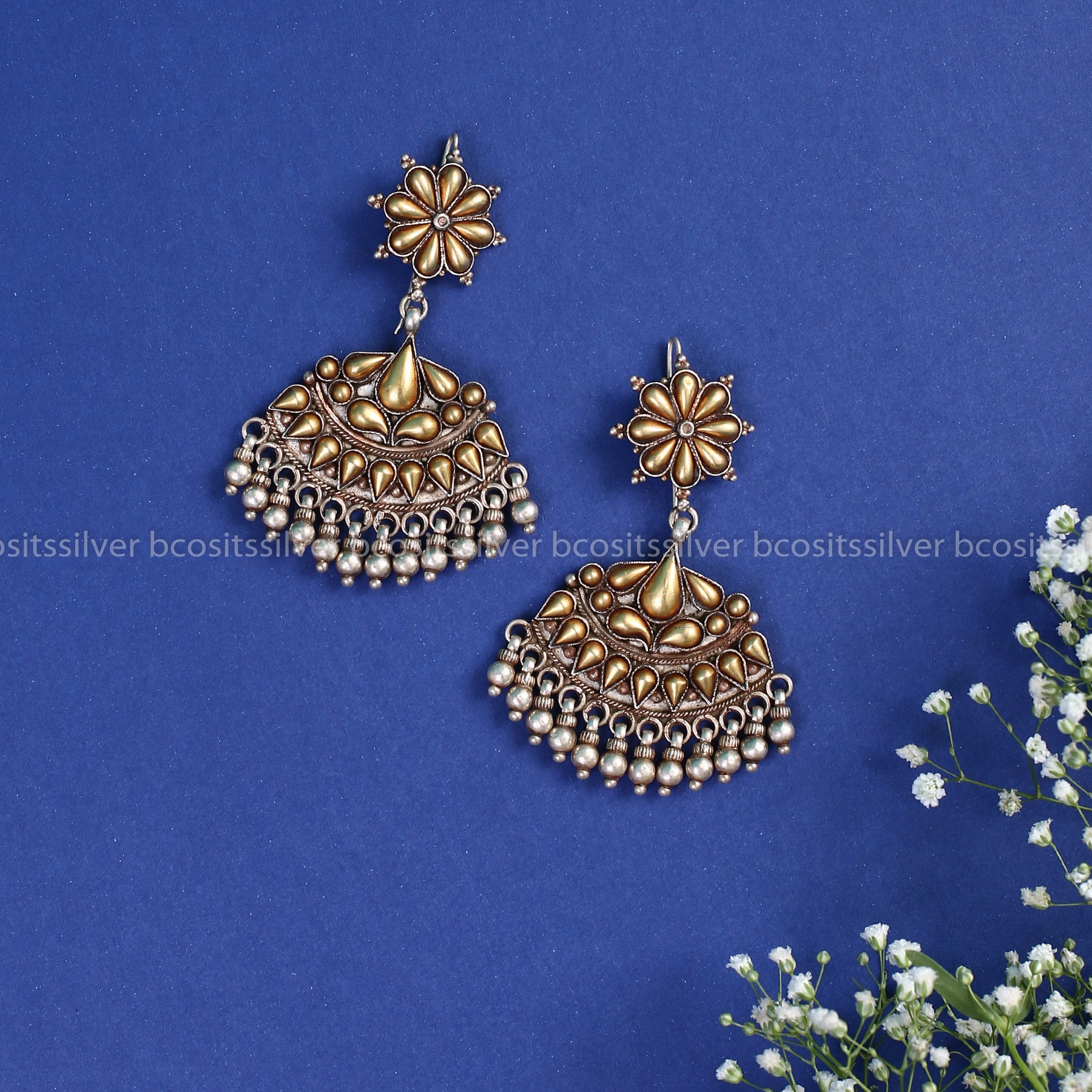 925 Silver Dual Tone Zinariy (AU) Earrings - 0898