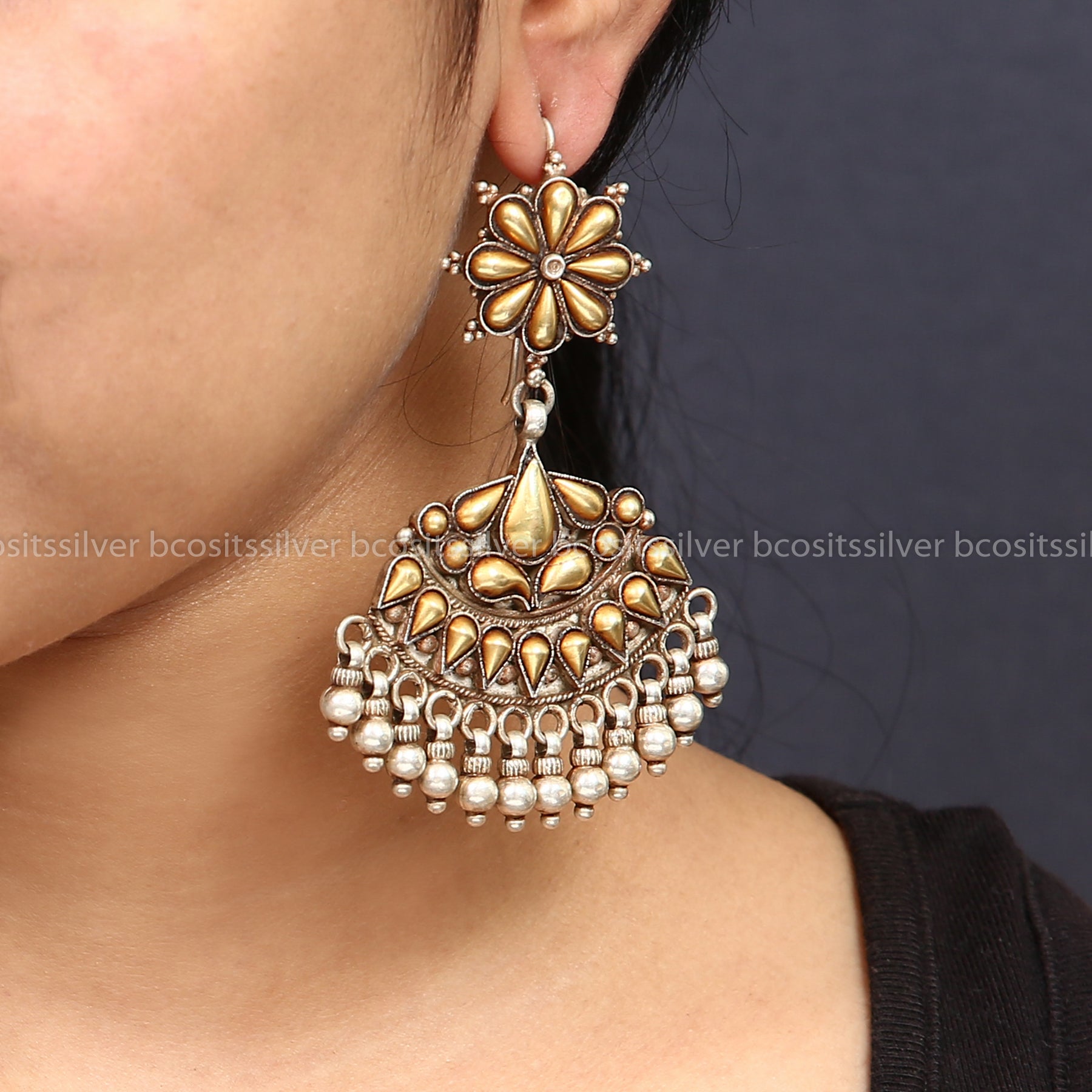 925 Silver Dual Tone Zinariy (AU) Earrings - 0898