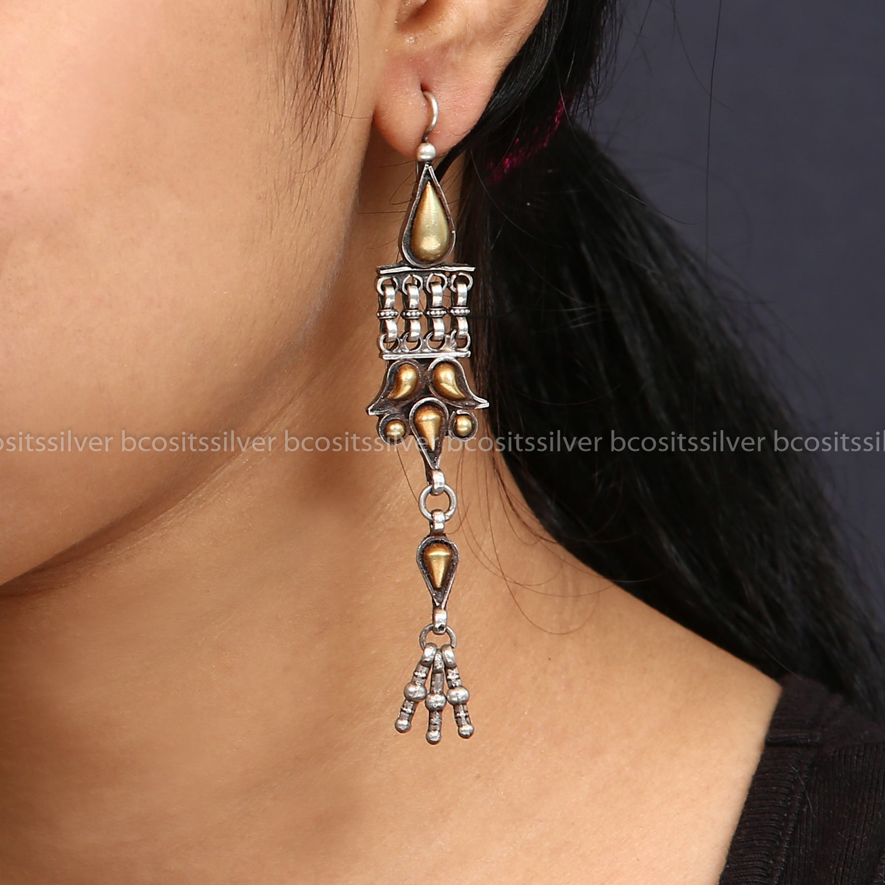 Dual Tone Zinariy(AU) Earrings-0907